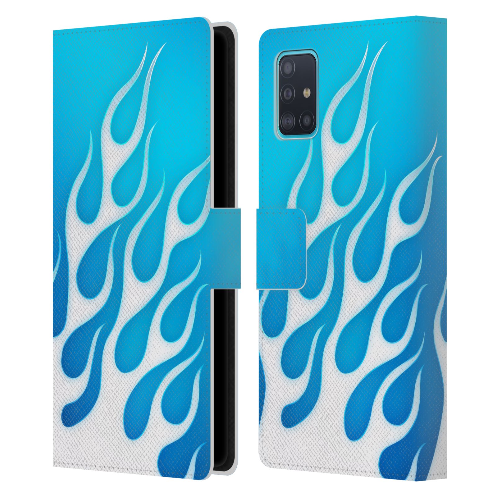 Pouzdro na mobil Samsung Galaxy A51 (A515F) barevné ohnivé plameny mrazivě modrá