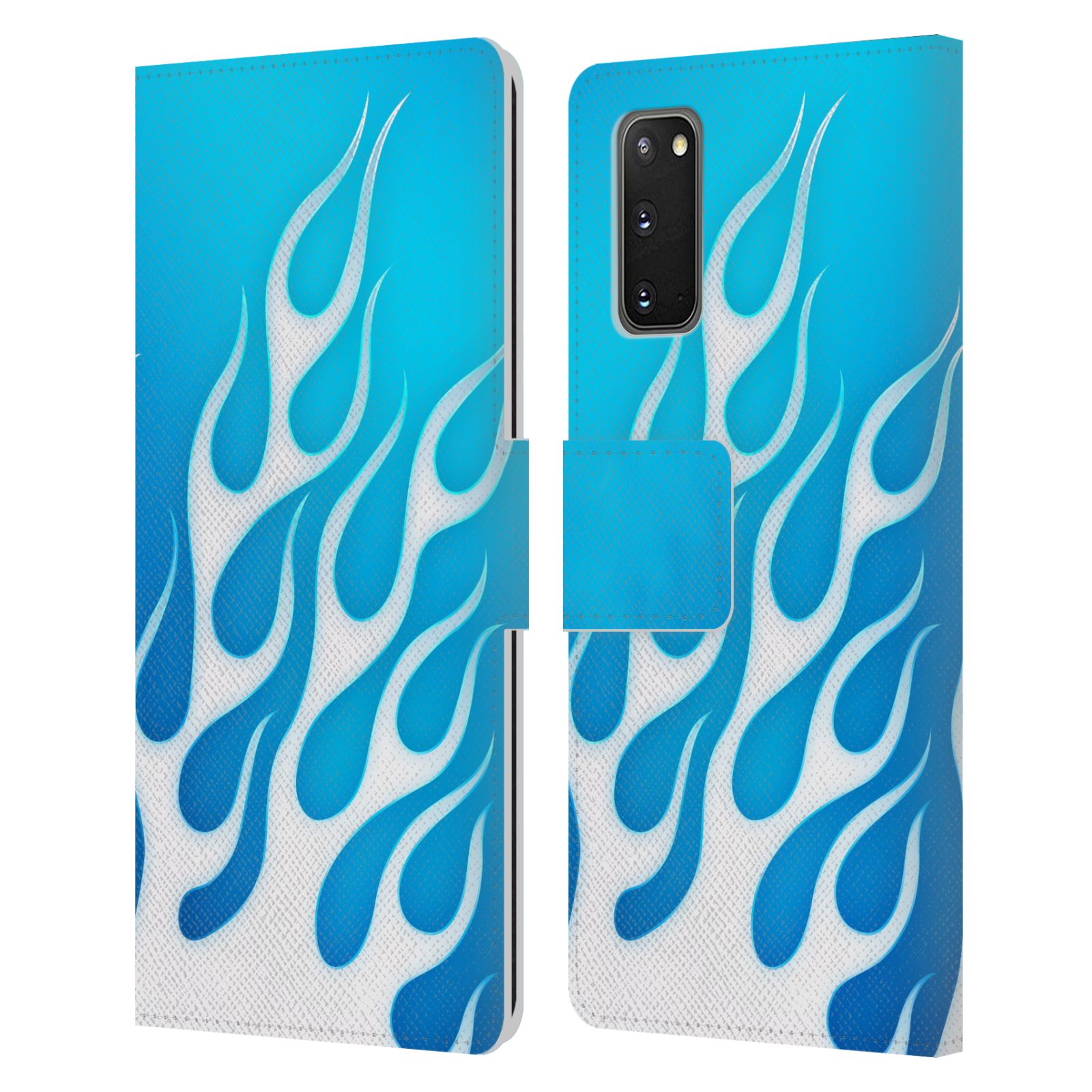 Pouzdro na mobil Samsung Galaxy S20 barevné ohnivé plameny mrazivě modrá