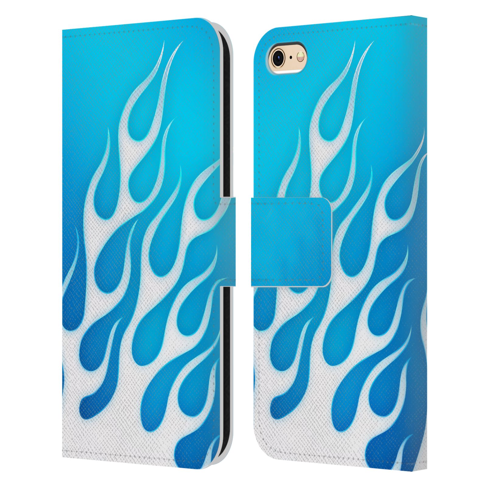 HEAD CASE Flipové pouzdro pro mobil Apple Iphone 6/6s barevné ohnivé plameny mrazivě modrá