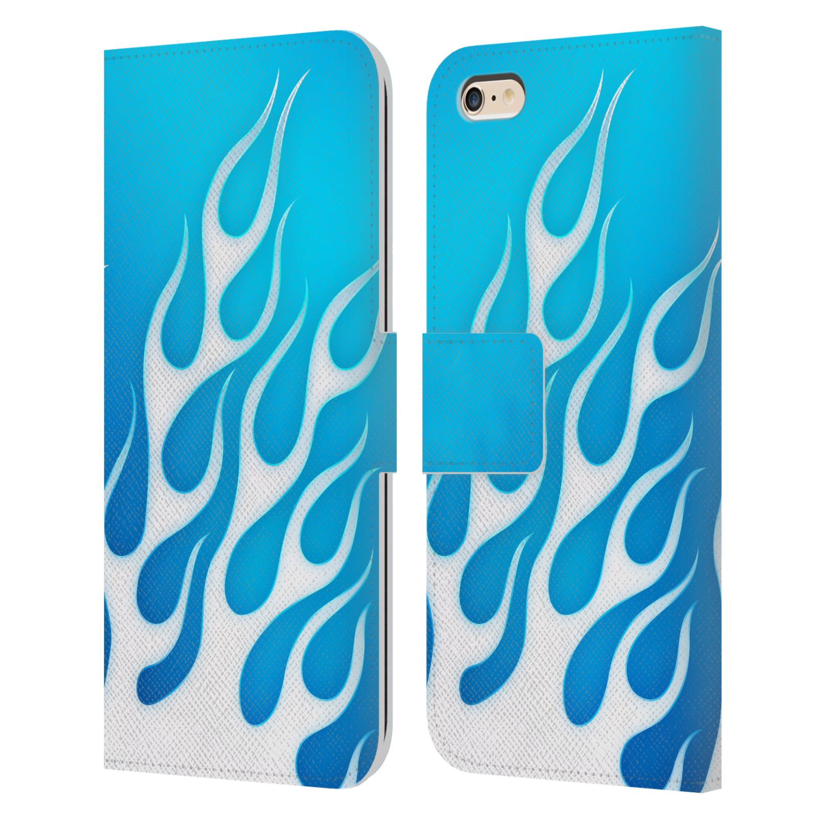 HEAD CASE Flipové pouzdro pro mobil Apple Iphone 6 PLUS / 6S PLUS barevné ohnivé plameny mrazivě modrá