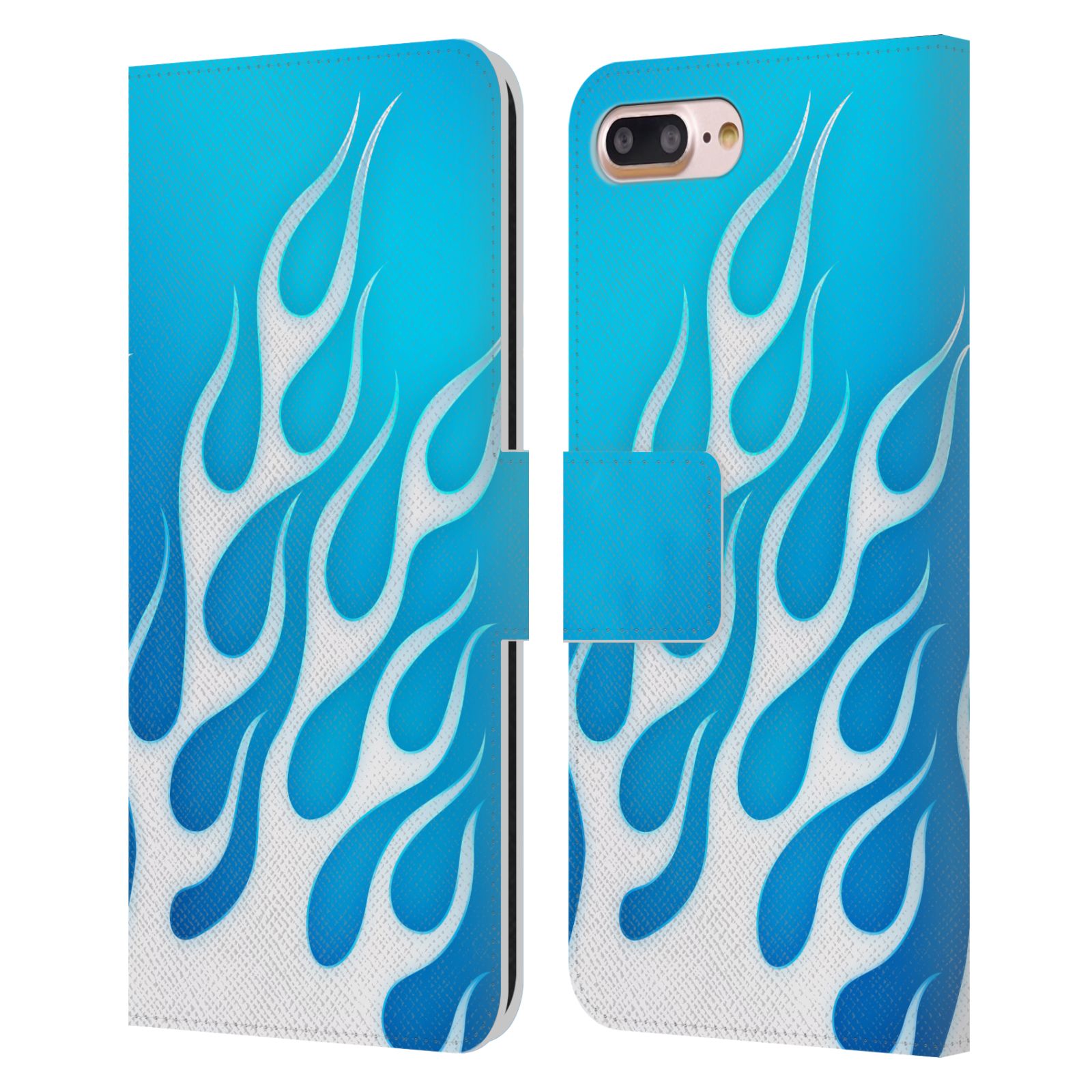 HEAD CASE Flipové pouzdro pro mobil Apple Iphone 7 PLUS / 8 PLUS barevné ohnivé plameny mrazivě modrá
