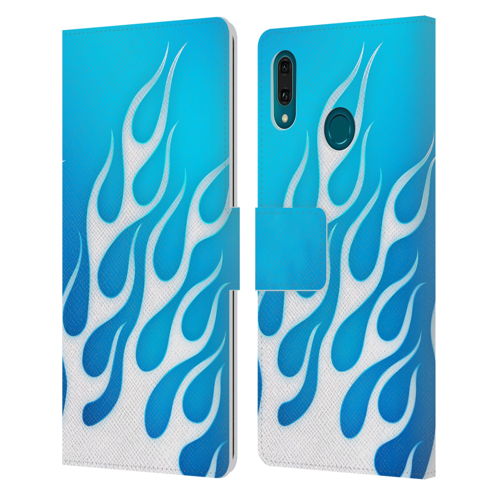 Pouzdro na mobil Huawei Y9 2019 barevné ohnivé plameny mrazivě modrá