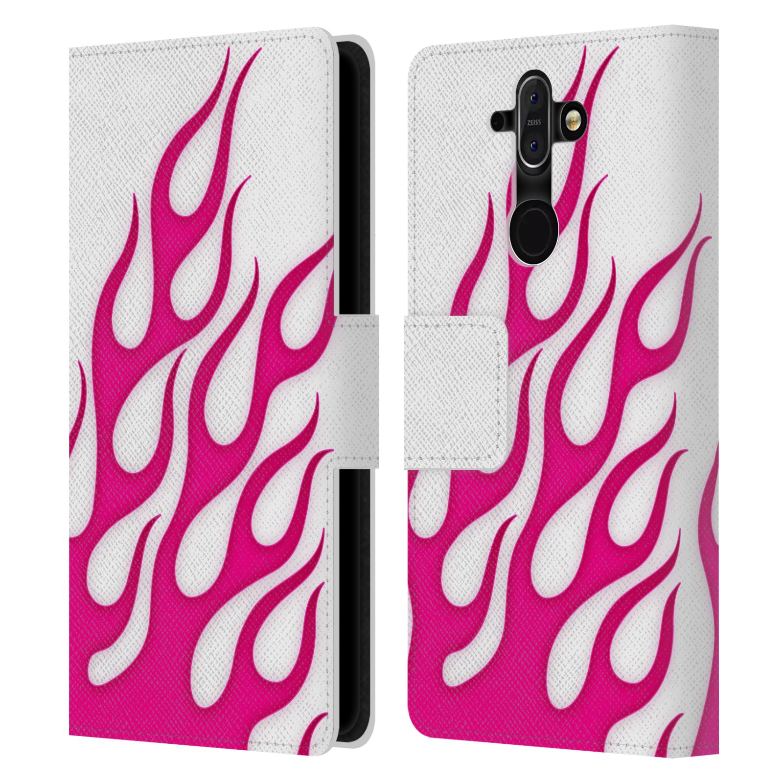HEAD CASE Flipové pouzdro pro mobil Nokia 8 SIROCCO barevné ohnivé plameny růžová a bílá