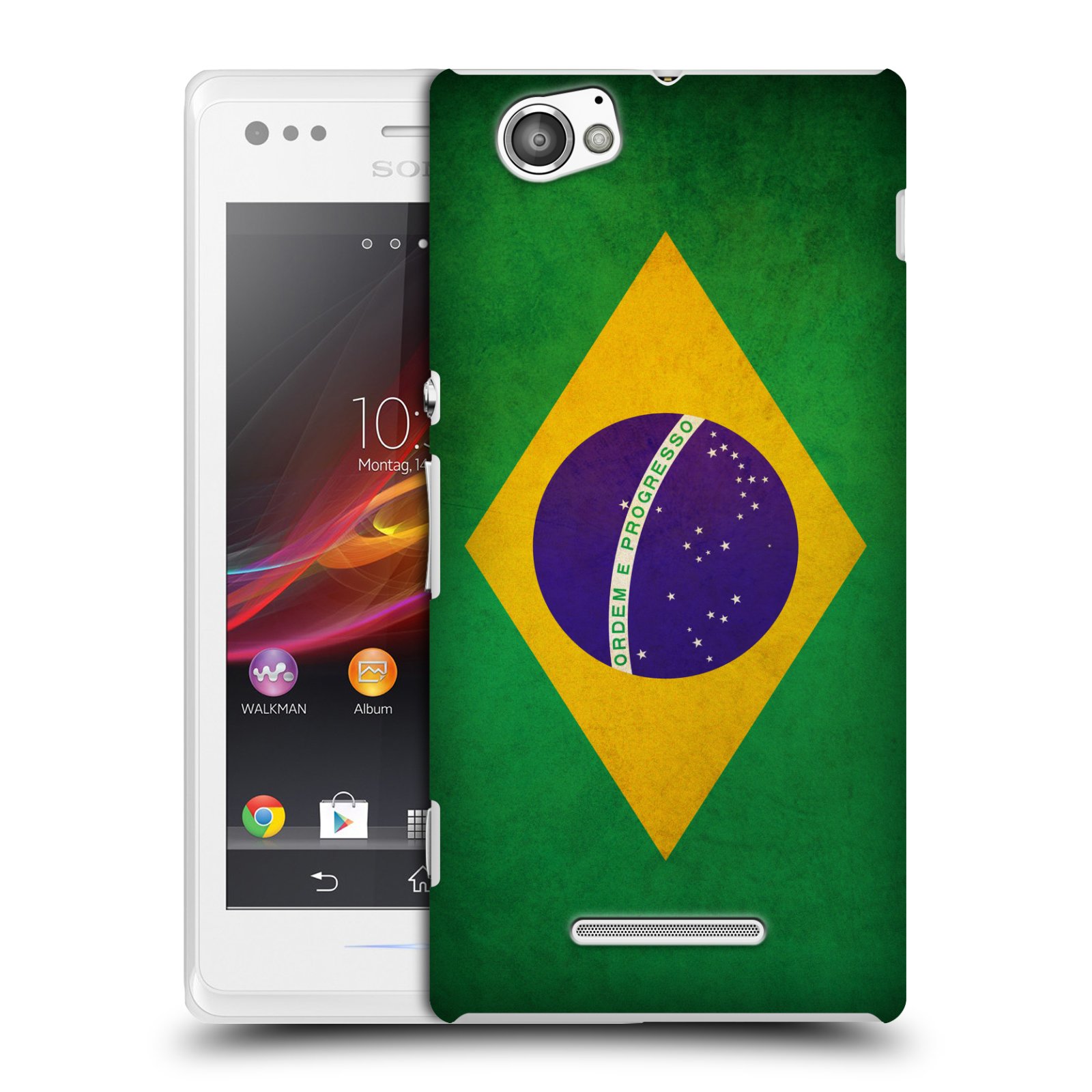 HEAD CASE plastový obal na mobil Sony Xperia M vzor VINTAGE VLAJKY BRAZÍLIE