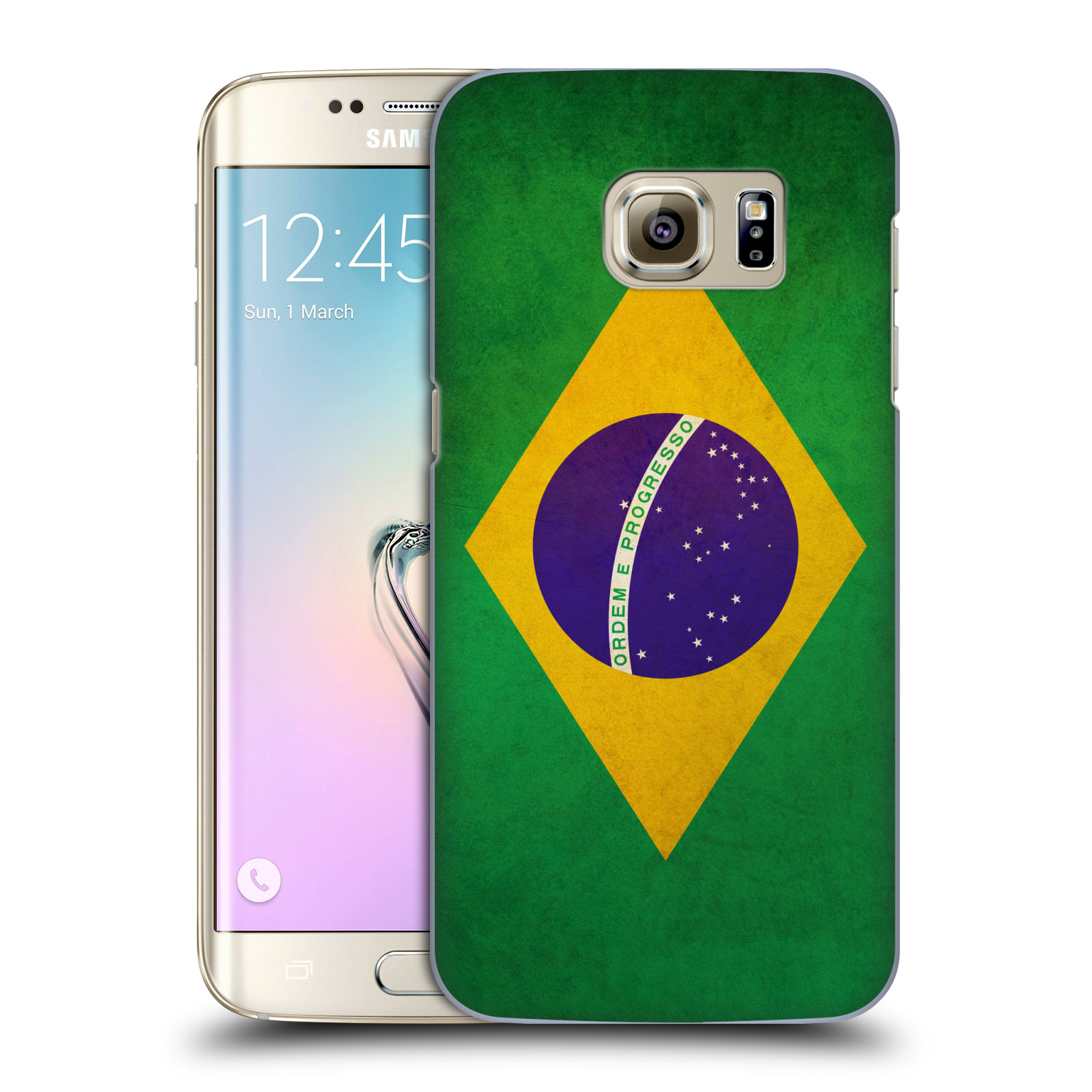 HEAD CASE plastový obal na mobil SAMSUNG GALAXY S7 EDGE vzor VINTAGE VLAJKY BRAZÍLIE