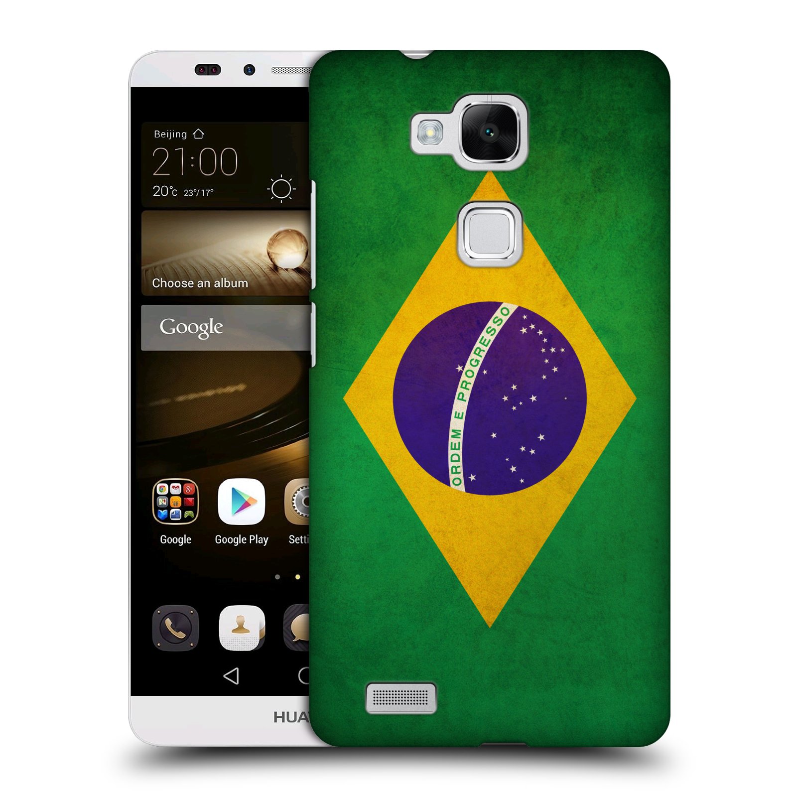 HEAD CASE plastový obal na mobil Huawei Mate 7 vzor VINTAGE VLAJKY BRAZÍLIE
