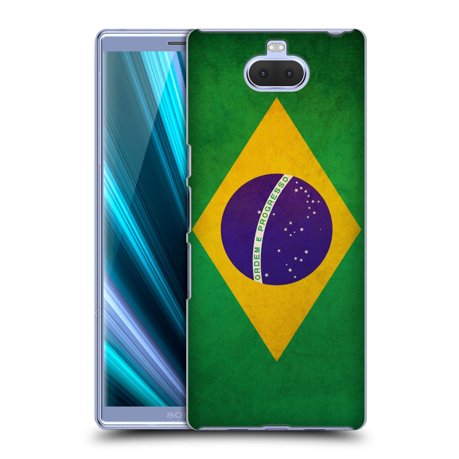 Pouzdro na mobil Sony Xperia 10 - Head Case - vzor VINTAGE VLAJKY BRAZÍLIE