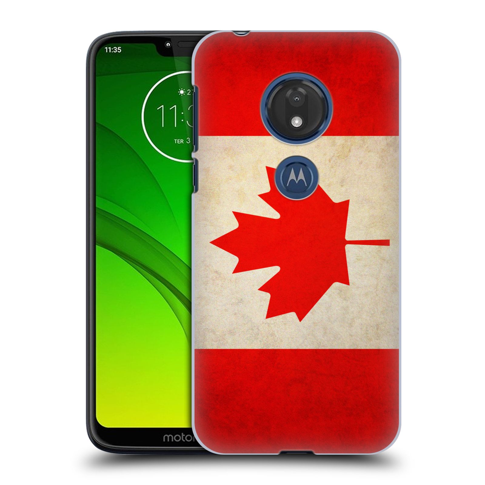 Pouzdro na mobil Motorola Moto G7 Play vzor VINTAGE VLAJKY KANADA
