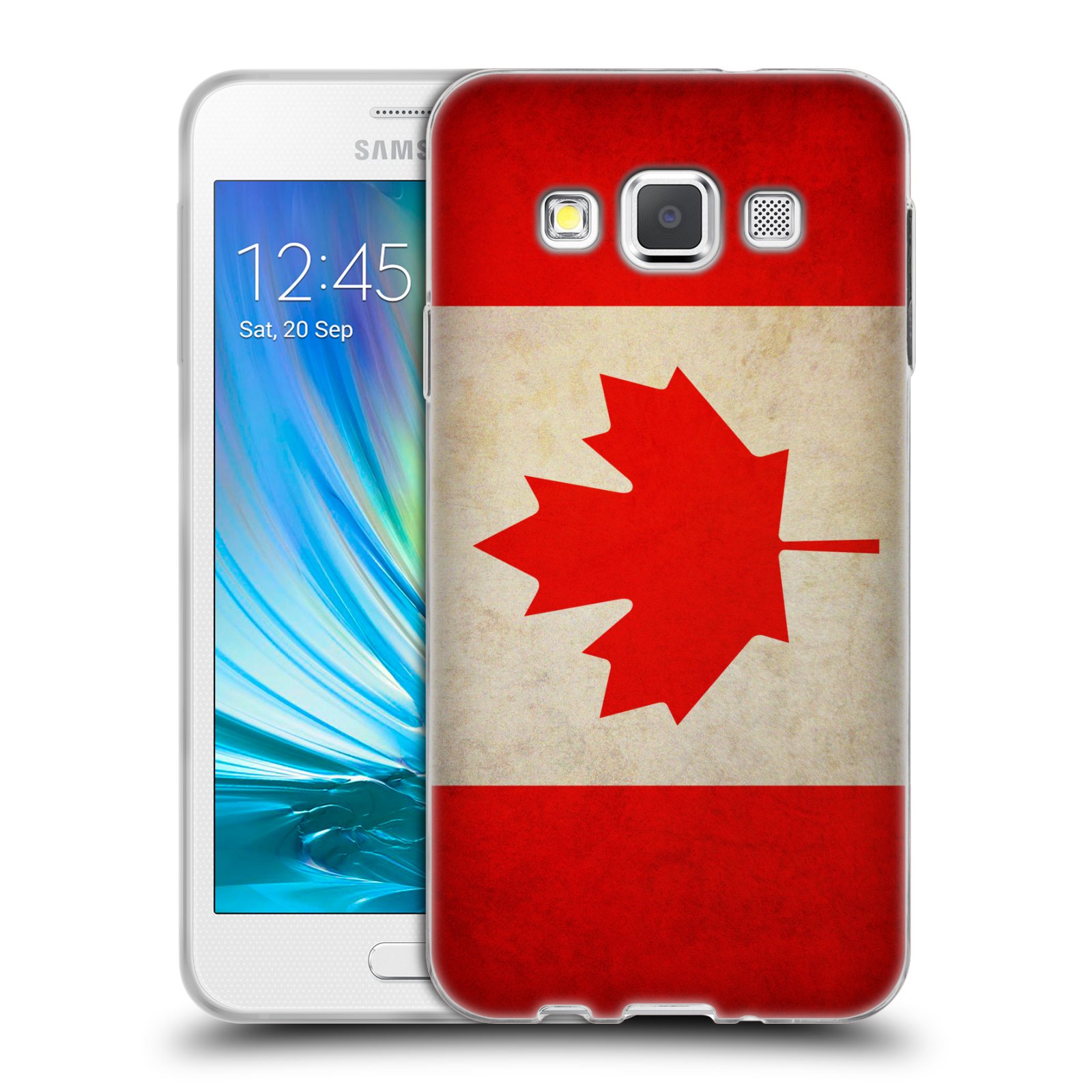 HEAD CASE silikonový obal na mobil Samsung Galaxy A3 vzor VINTAGE VLAJKY KANADA