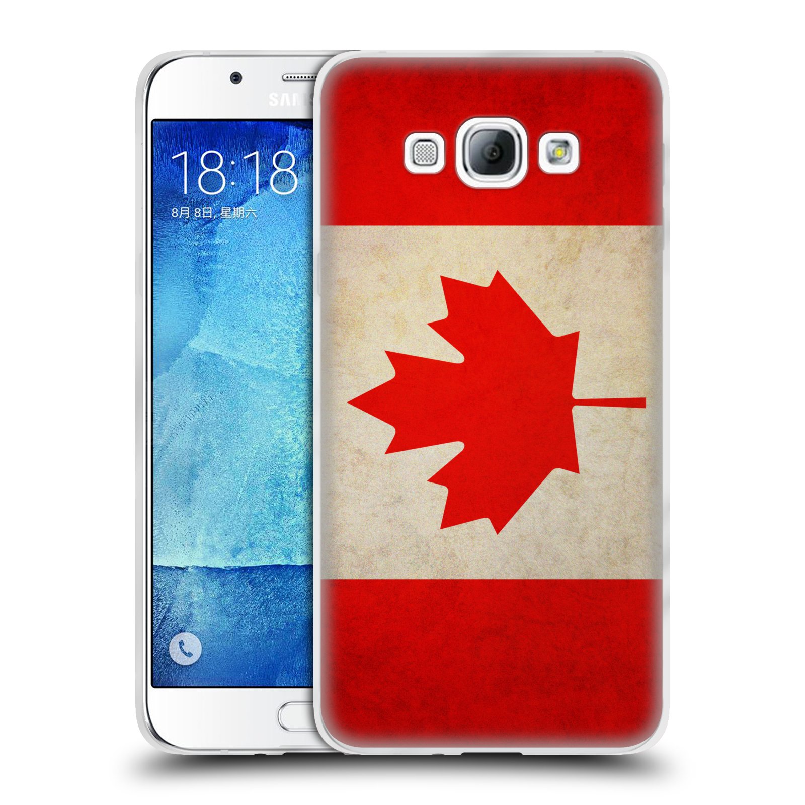 HEAD CASE silikonový obal na mobil Samsung Galaxy A8 vzor VINTAGE VLAJKY KANADA