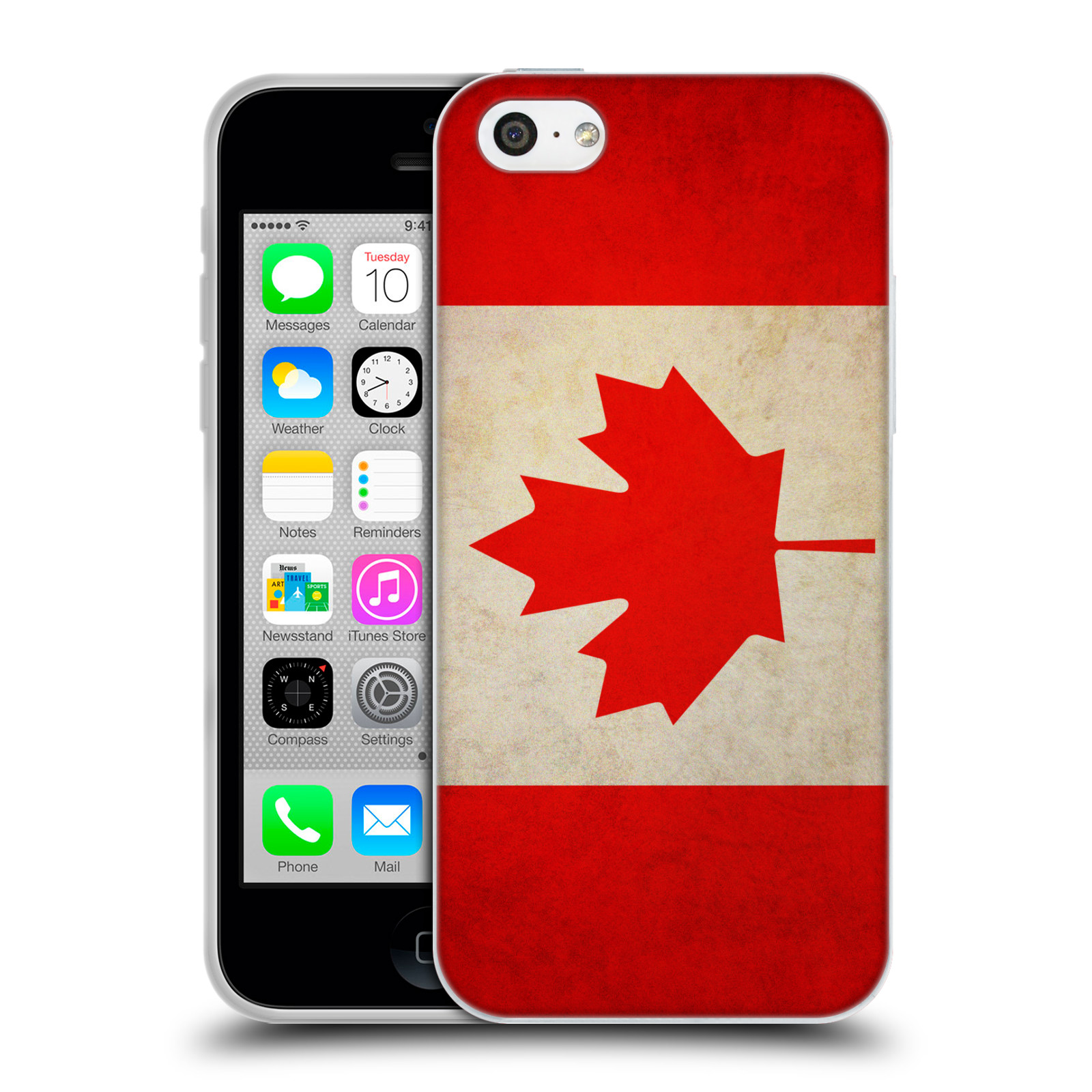 HEAD CASE silikonový obal na mobil Apple Iphone 5C vzor VINTAGE VLAJKY KANADA