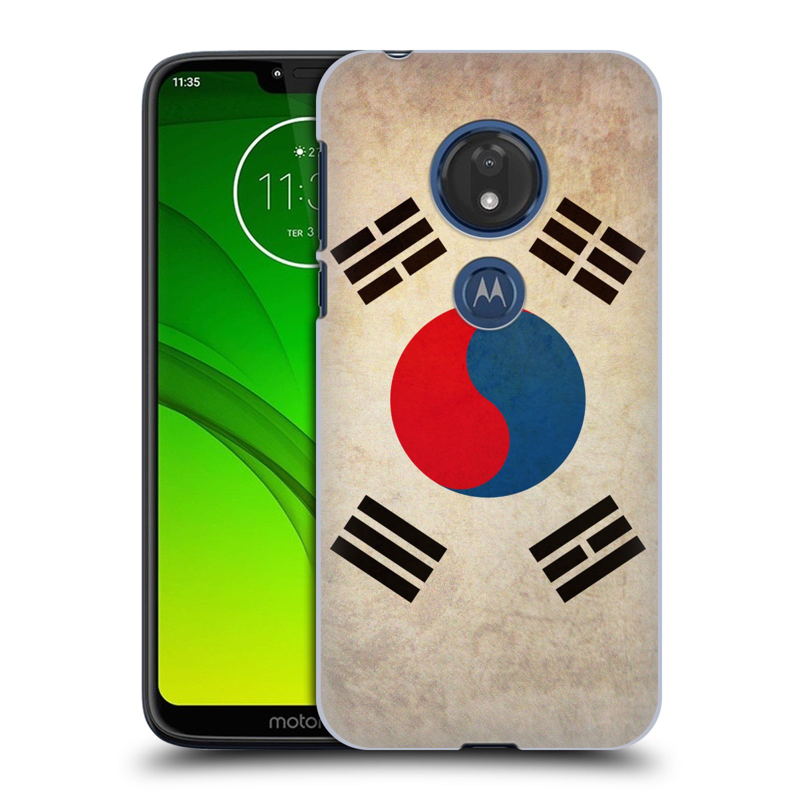Pouzdro na mobil Motorola Moto G7 Play vzor VINTAGE VLAJKY JIŽNÍ KOREA