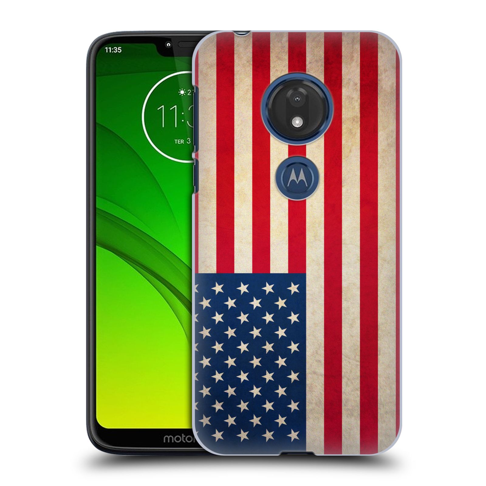 Pouzdro na mobil Motorola Moto G7 Play vzor VINTAGE VLAJKY SPOJENÉ STÁTY USA