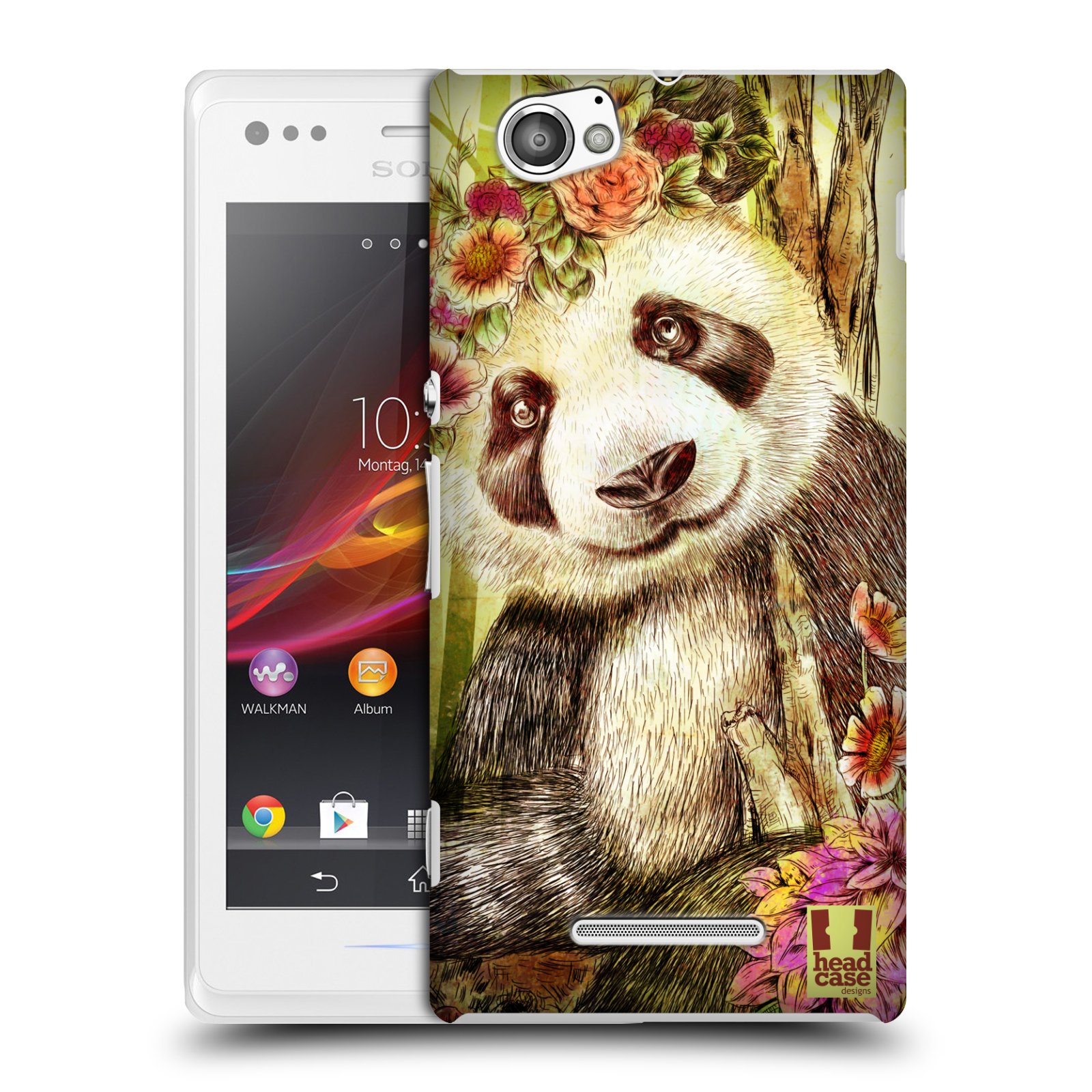 HEAD CASE plastový obal na mobil Sony Xperia M vzor Květinová zvířáta MEDVÍDEK PANDA
