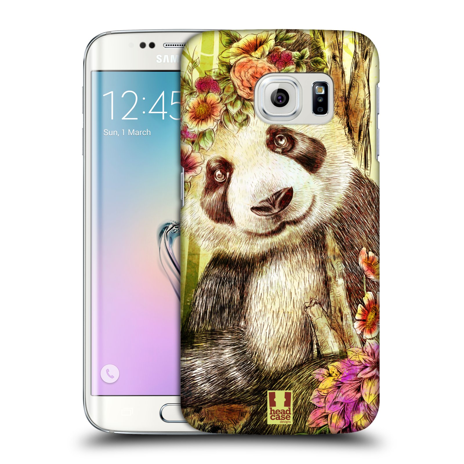 HEAD CASE plastový obal na mobil SAMSUNG Galaxy S6 EDGE (G9250, G925, G925F) vzor Květinová zvířáta MEDVÍDEK PANDA