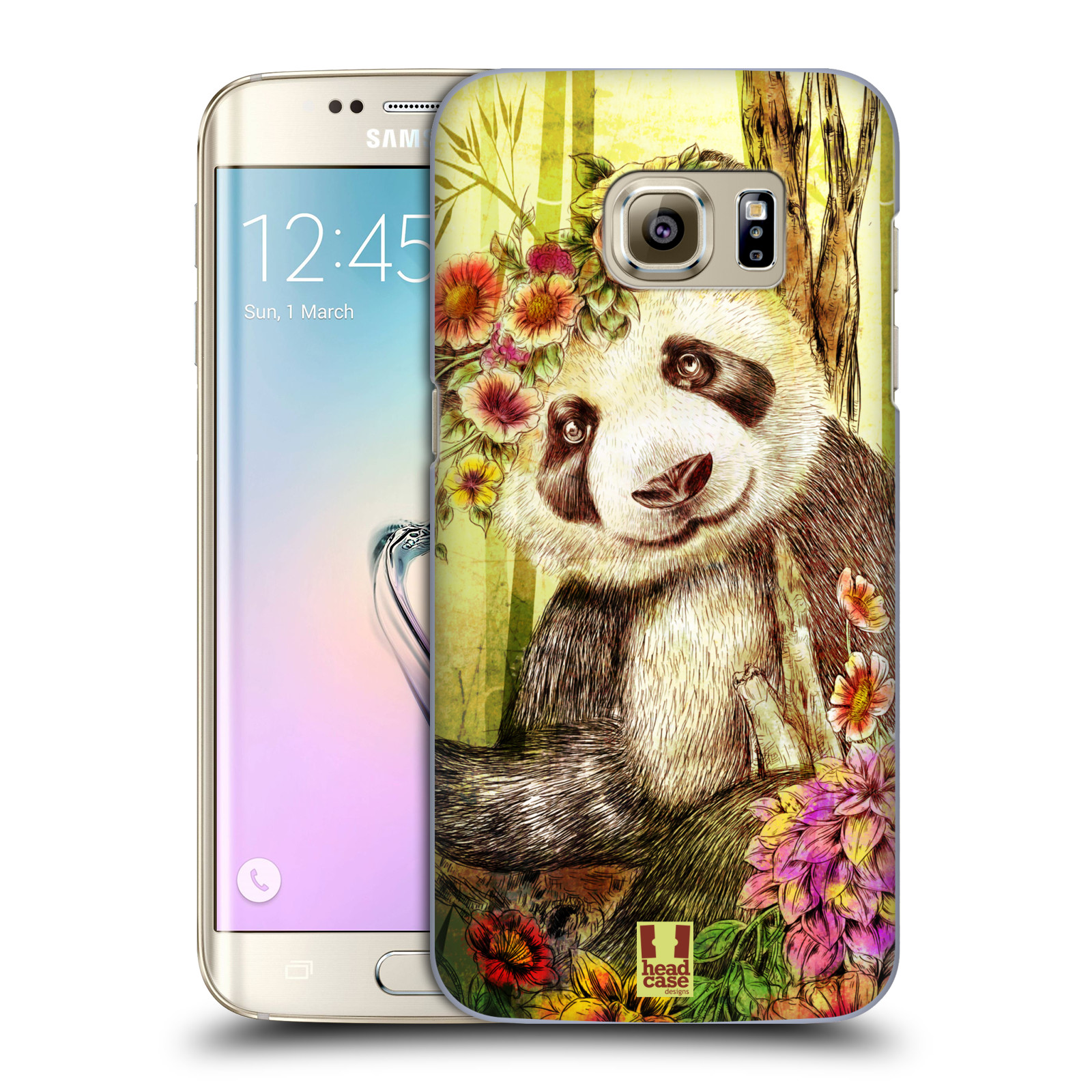 HEAD CASE plastový obal na mobil SAMSUNG GALAXY S7 EDGE vzor Květinová zvířáta MEDVÍDEK PANDA