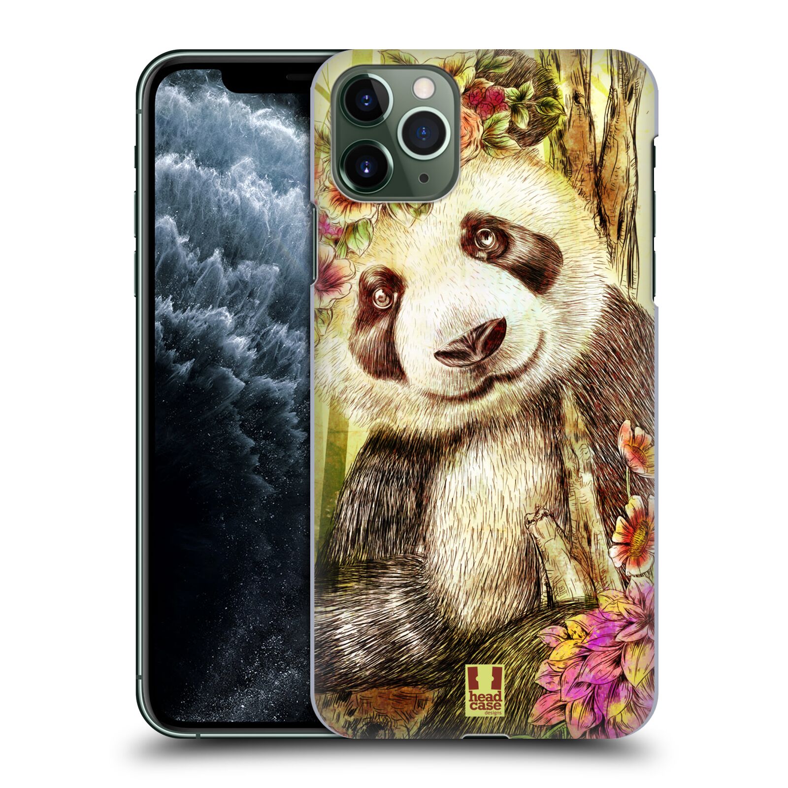 Pouzdro na mobil Apple Iphone 11 PRO MAX - HEAD CASE - vzor Květinová zvířáta MEDVÍDEK PANDA