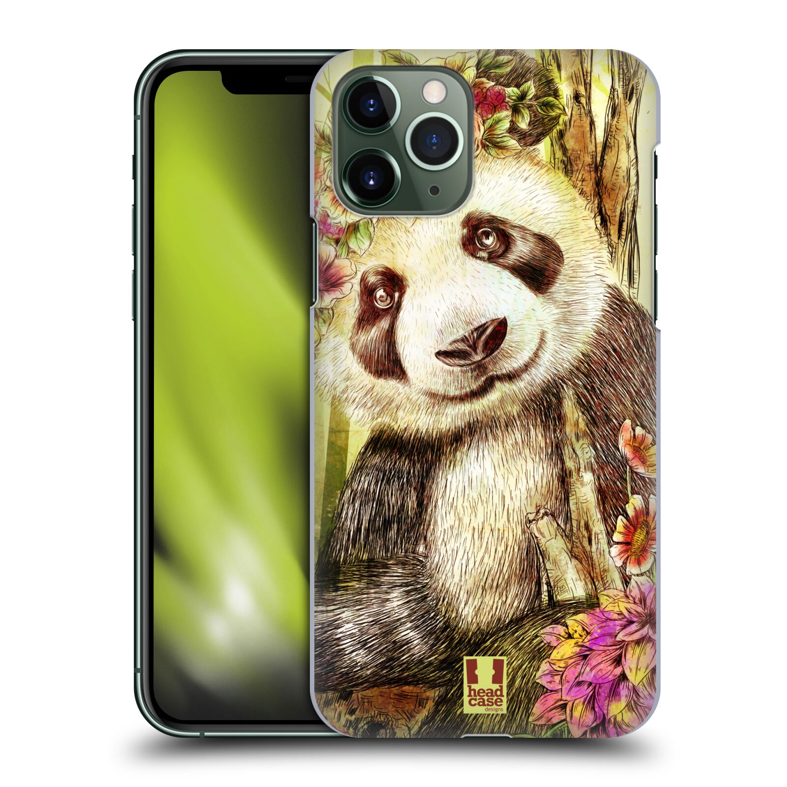 Pouzdro na mobil Apple Iphone 11 PRO - HEAD CASE - vzor Květinová zvířáta MEDVÍDEK PANDA