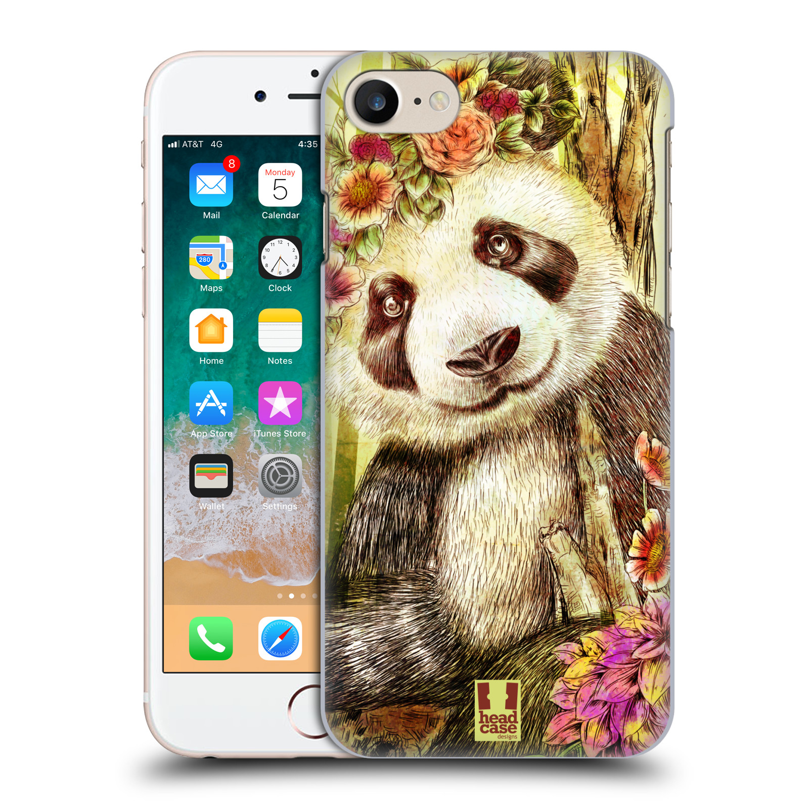 Plastové pouzdro pro mobil Apple Iphone 7/8/SE 2020 vzor Květinová zvířáta MEDVÍDEK PANDA