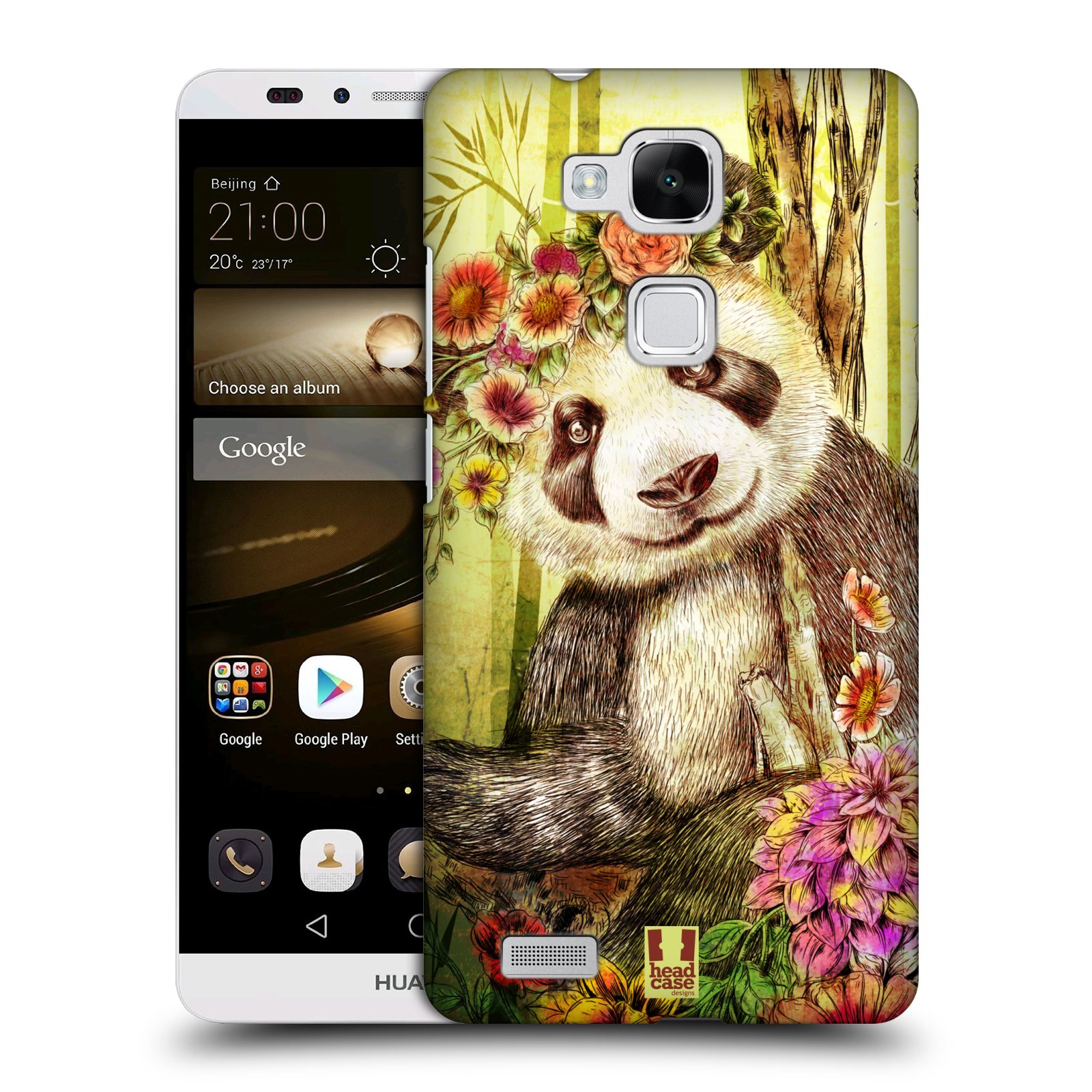 HEAD CASE plastový obal na mobil Huawei Mate 7 vzor Květinová zvířáta MEDVÍDEK PANDA