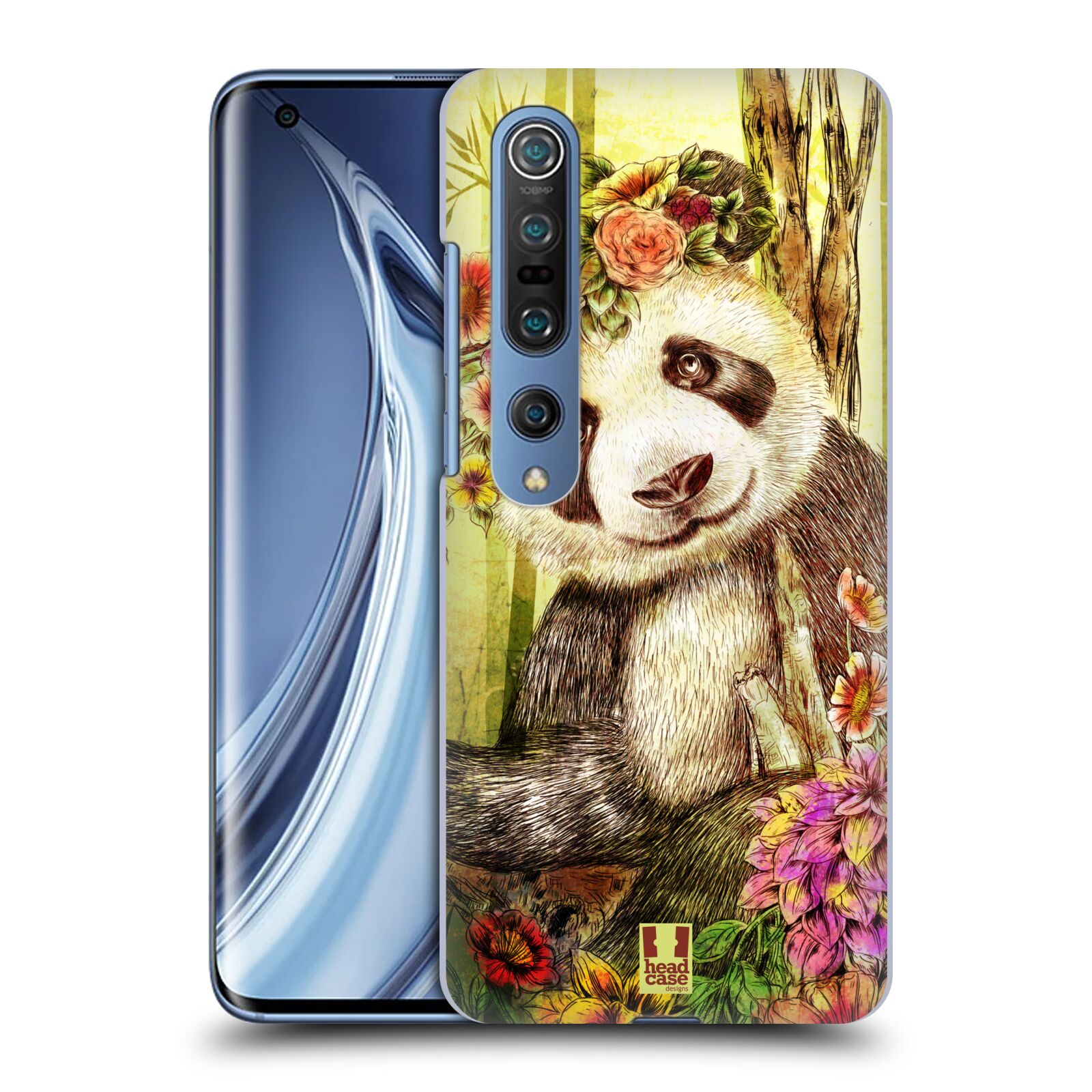 HEAD CASE plastový obal na mobil Xiaomi Mi 10 vzor Květinová zvířáta MEDVÍDEK PANDA