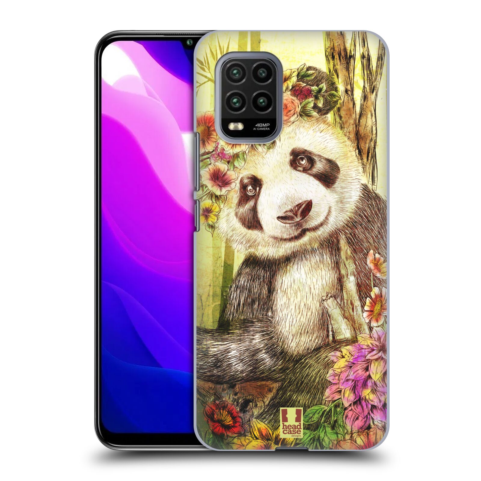 Zadní kryt, obal na mobil Xiaomi Mi 10 LITE vzor Květinová zvířáta MEDVÍDEK PANDA