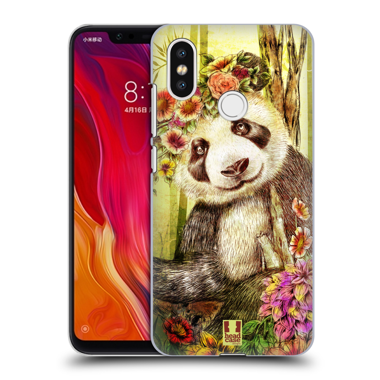 HEAD CASE plastový obal na mobil Xiaomi Mi 8 vzor Květinová zvířáta MEDVÍDEK PANDA