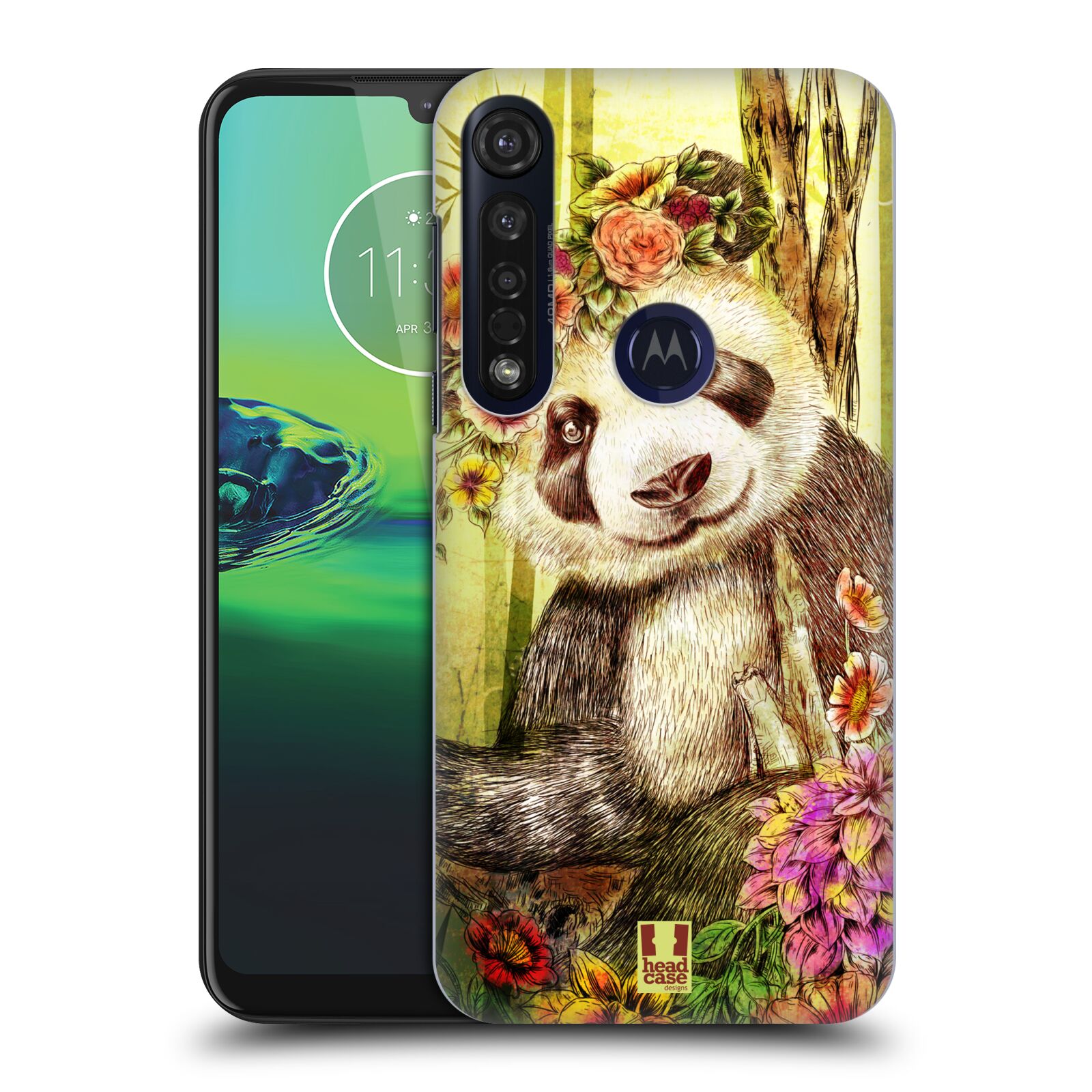 Pouzdro na mobil Motorola Moto G8 PLUS - HEAD CASE - vzor Květinová zvířáta MEDVÍDEK PANDA