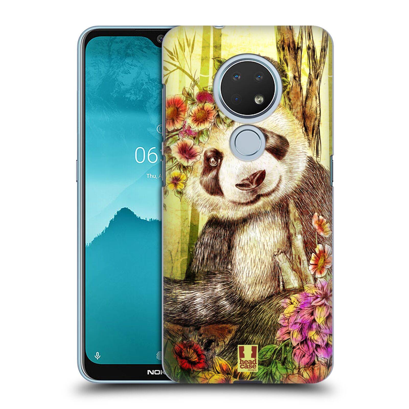 Pouzdro na mobil Nokia 6.2 - HEAD CASE - vzor Květinová zvířáta MEDVÍDEK PANDA