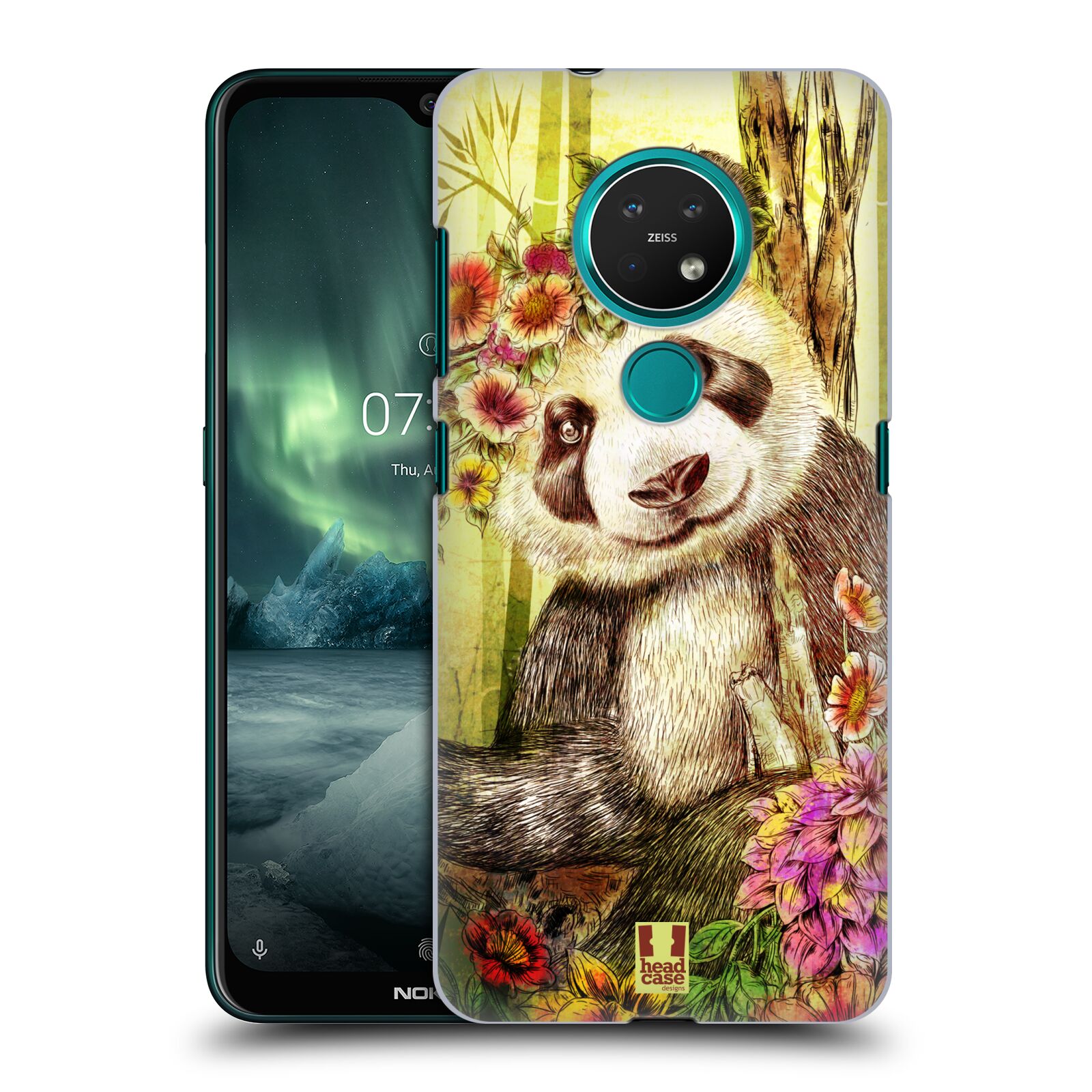 Pouzdro na mobil NOKIA 7.2 - HEAD CASE - vzor Květinová zvířáta MEDVÍDEK PANDA