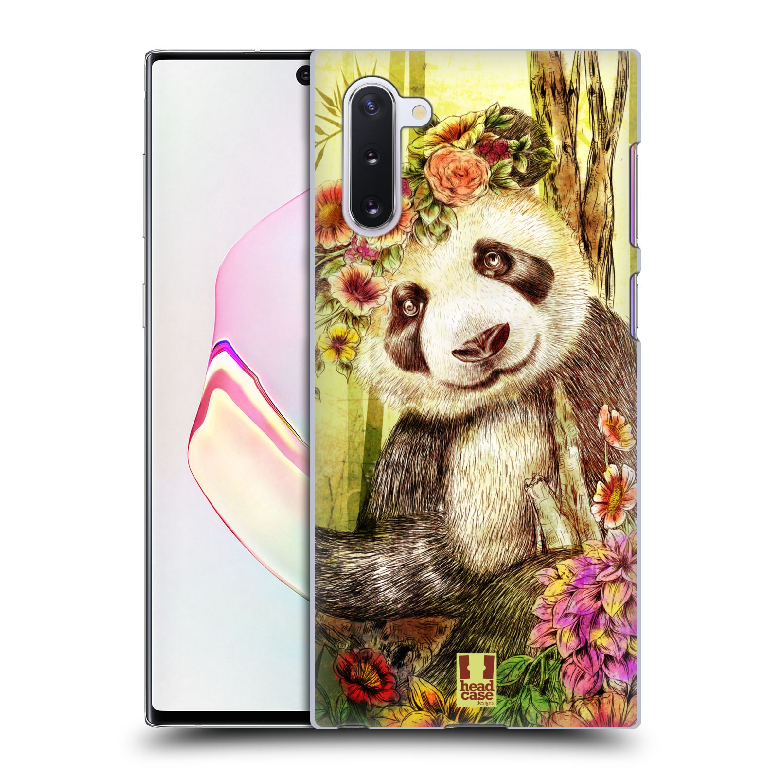Pouzdro na mobil Samsung Galaxy Note 10 - HEAD CASE - vzor Květinová zvířáta MEDVÍDEK PANDA