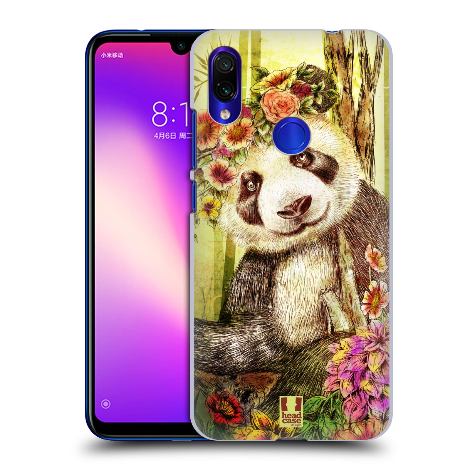 Pouzdro na mobil Xiaomi Redmi Note 7 - Head Case - vzor Květinová zvířáta MEDVÍDEK PANDA