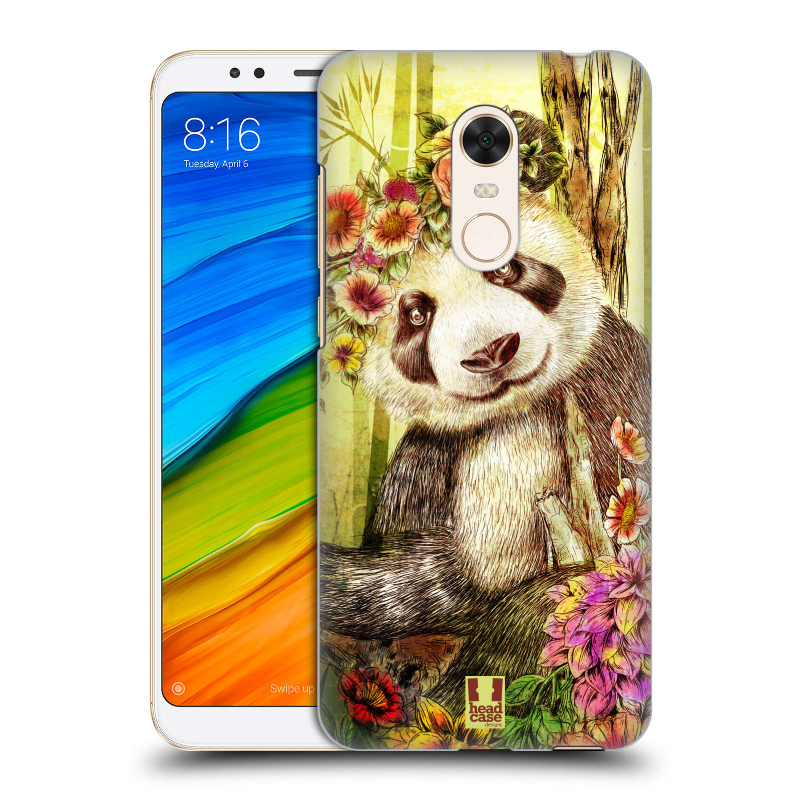 HEAD CASE plastový obal na mobil Xiaomi Redmi 5 PLUS vzor Květinová zvířáta MEDVÍDEK PANDA