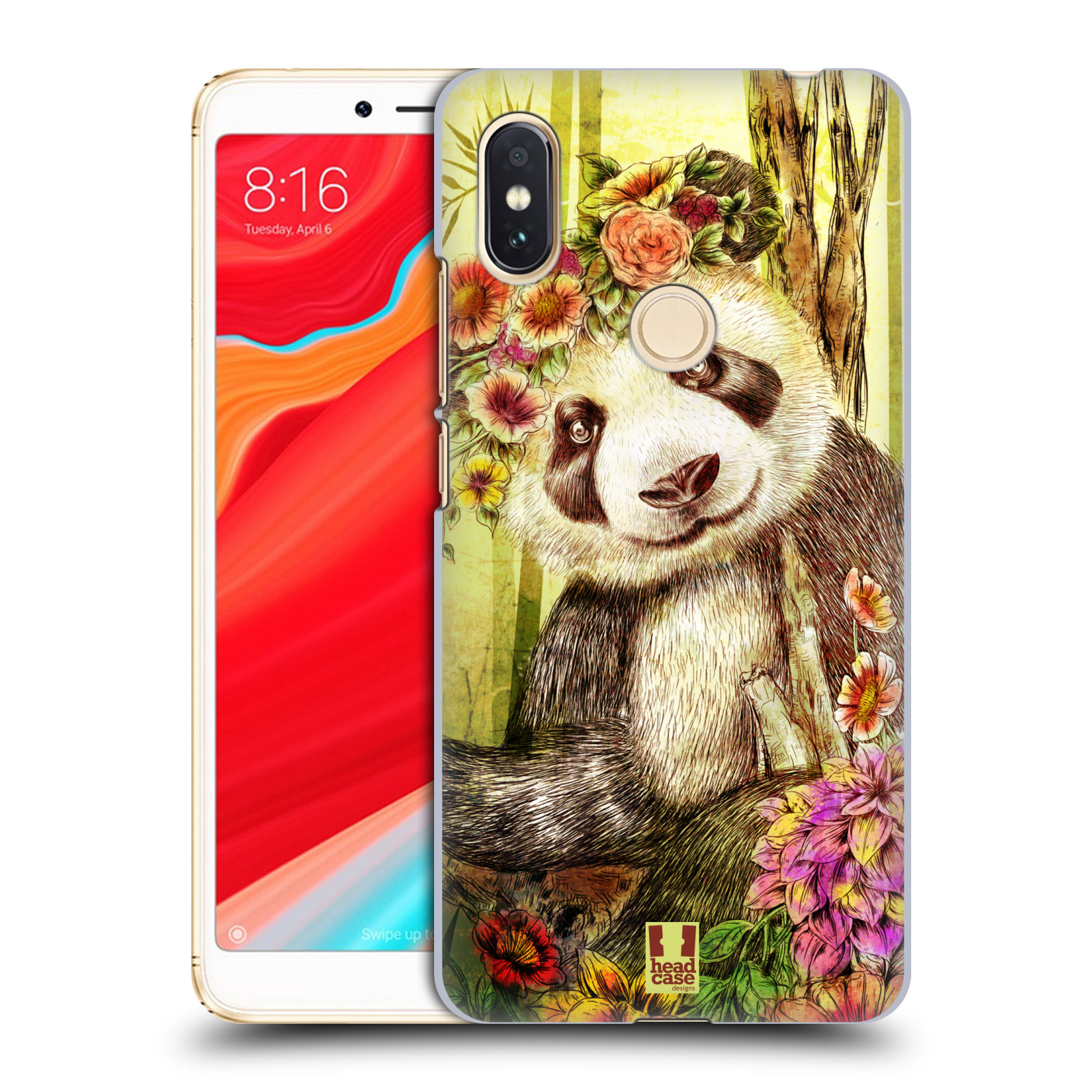HEAD CASE plastový obal na mobil Xiaomi Redmi S2 vzor Květinová zvířáta MEDVÍDEK PANDA