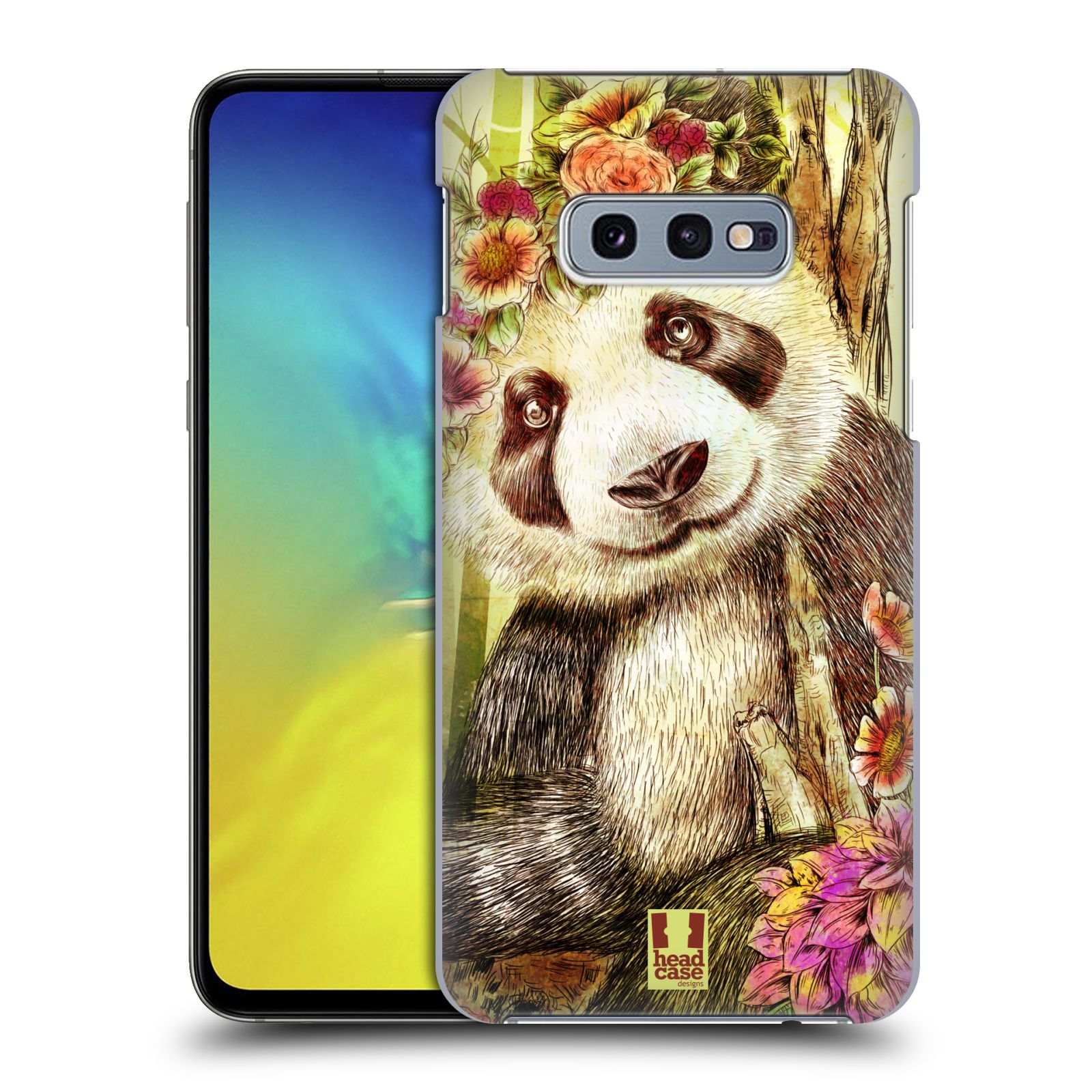Pouzdro na mobil Samsung Galaxy S10e - HEAD CASE - vzor Květinová zvířáta MEDVÍDEK PANDA