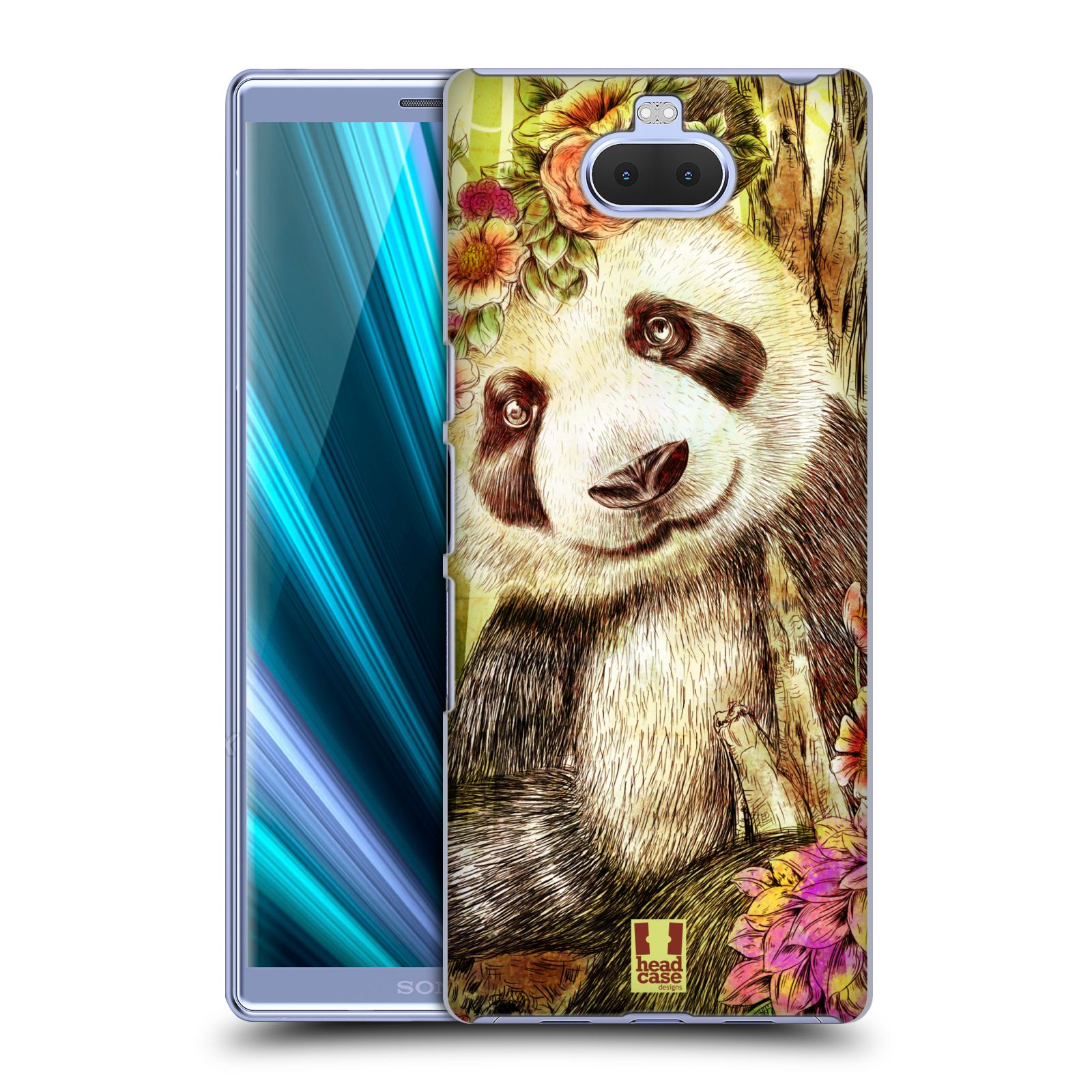 Pouzdro na mobil Sony Xperia 10 - Head Case - vzor Květinová zvířáta MEDVÍDEK PANDA