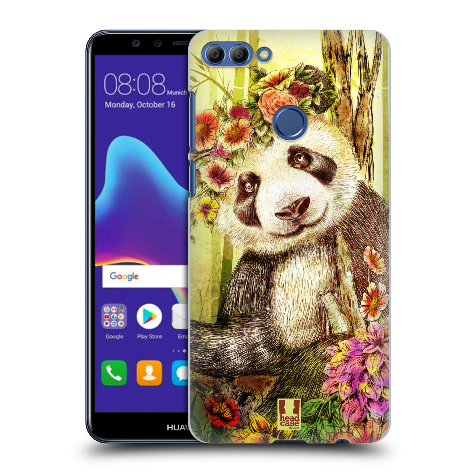 HEAD CASE plastový obal na mobil Huawei Y9 2018 vzor Květinová zvířáta MEDVÍDEK PANDA