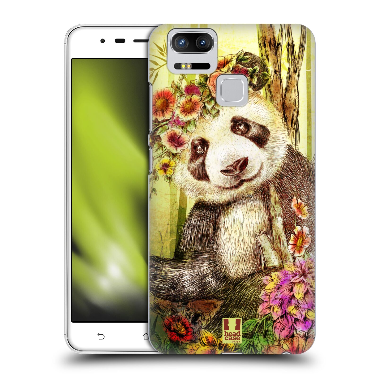 HEAD CASE plastový obal na mobil Asus Zenfone 3 Zoom ZE553KL vzor Květinová zvířáta MEDVÍDEK PANDA