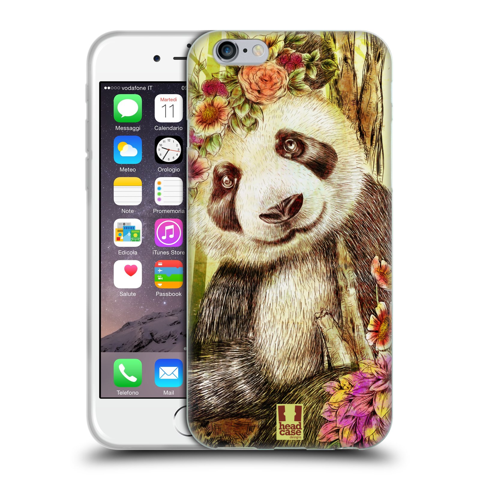 HEAD CASE silikonový obal na mobil Apple Iphone 6/6S vzor Květinová zvířáta MEDVÍDEK PANDA