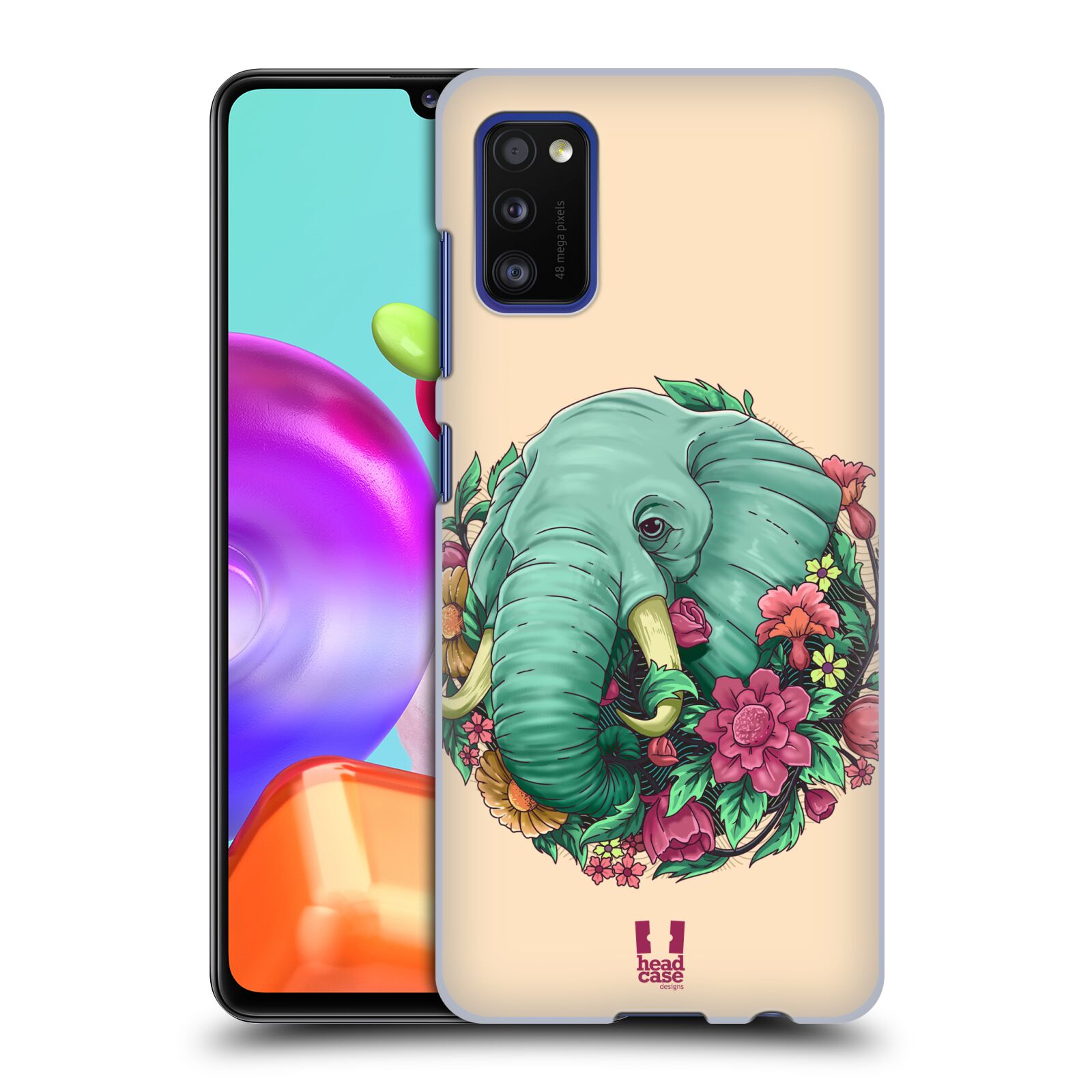 Zadní kryt na mobil Samsung Galaxy A41 vzor Flóra a Fauna slon