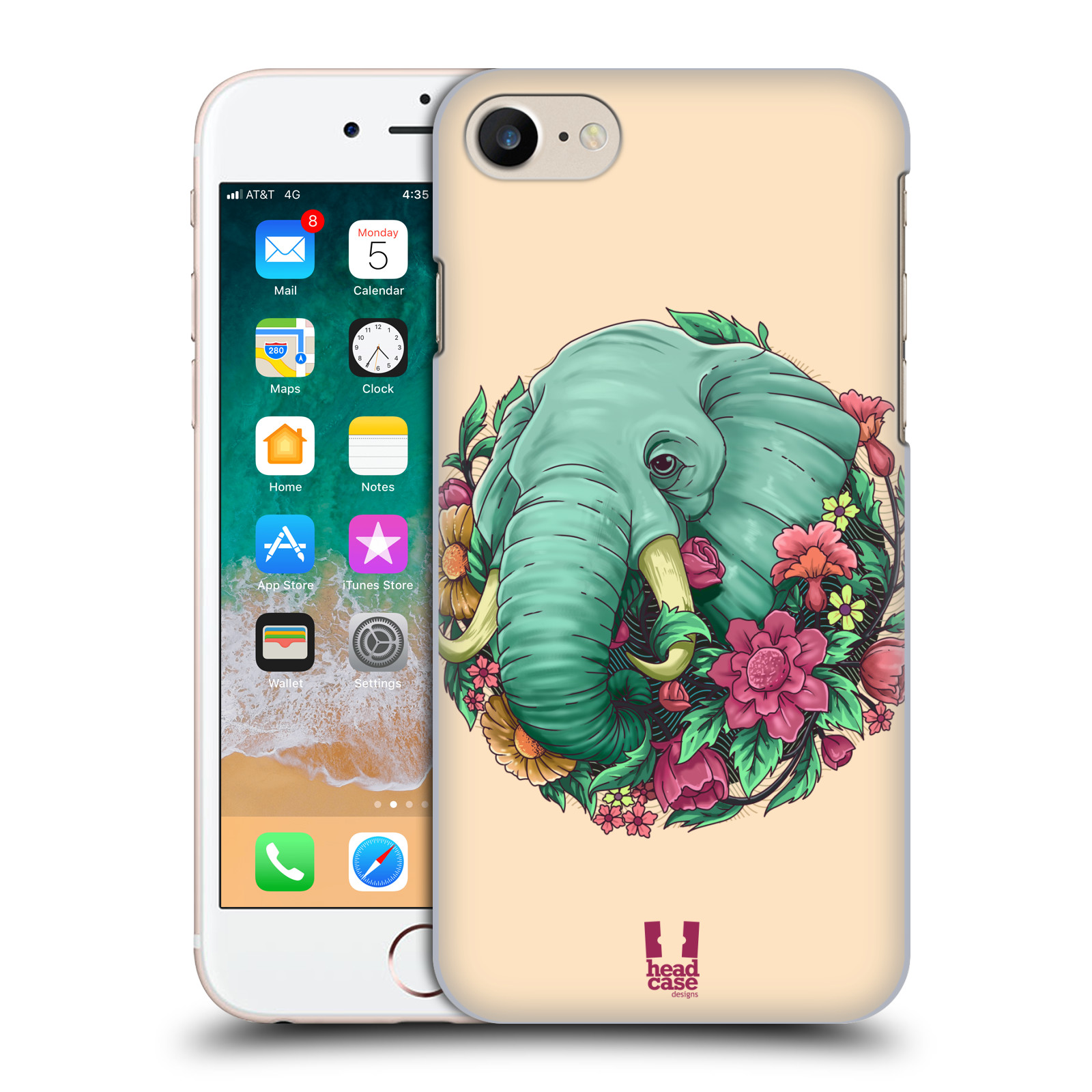 HEAD CASE plastový obal na mobil Apple Iphone 7 vzor Flóra a Fauna slon