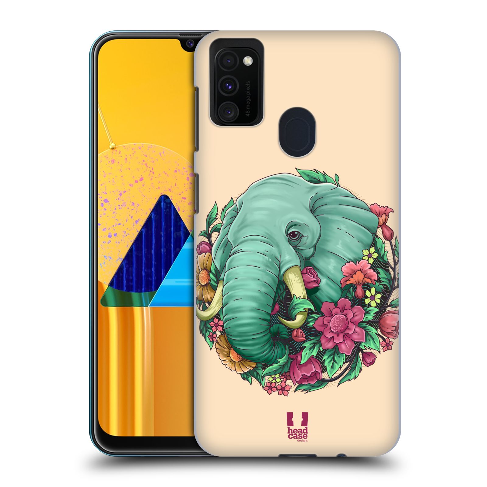 Zadní kryt na mobil Samsung Galaxy M21 vzor Flóra a Fauna slon