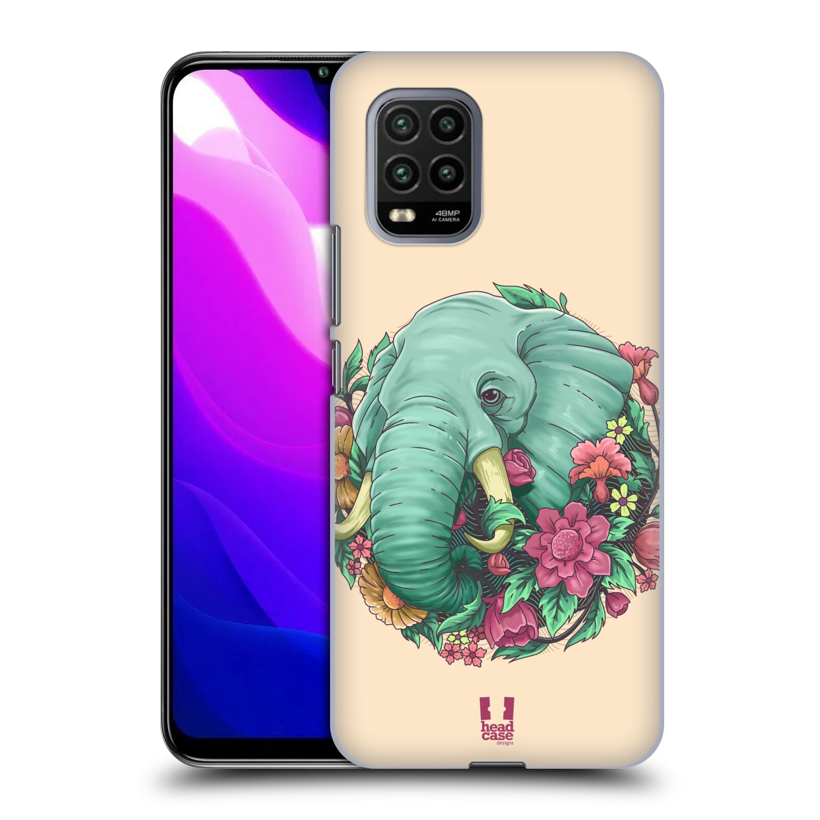 Zadní kryt, obal na mobil Xiaomi Mi 10 LITE vzor Flóra a Fauna slon