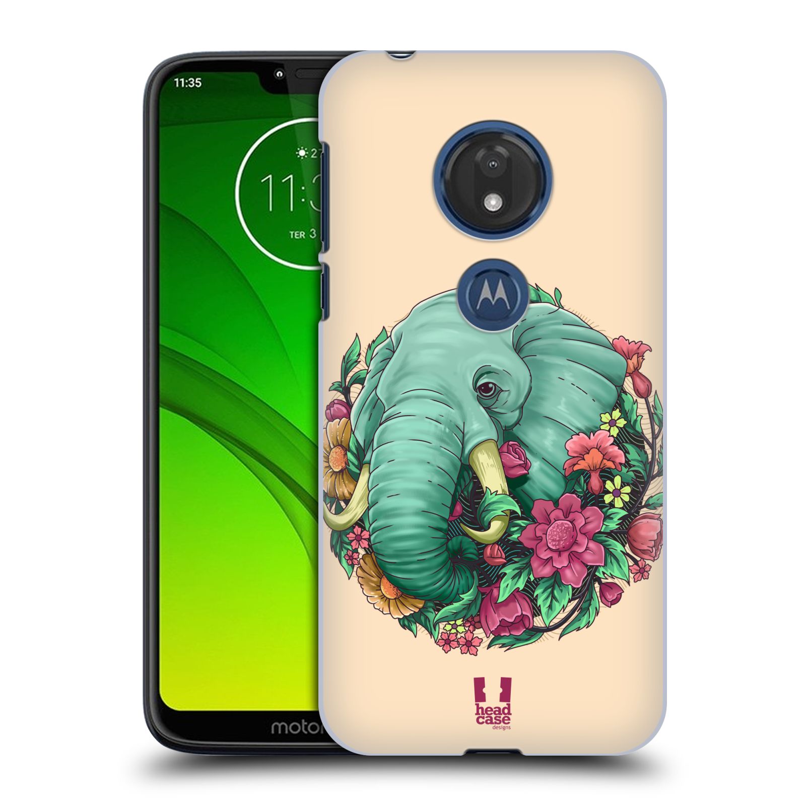 Pouzdro na mobil Motorola Moto G7 Play vzor Flóra a Fauna slon