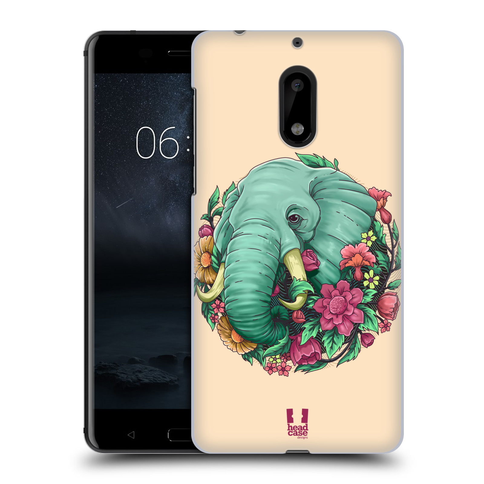 HEAD CASE plastový obal na mobil Nokia 6 vzor Flóra a Fauna slon