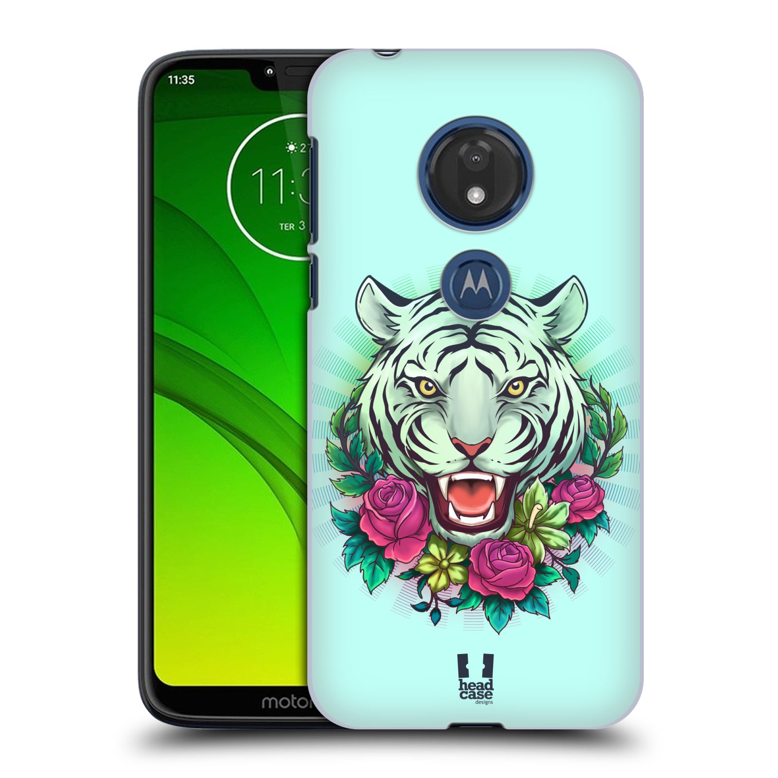 Pouzdro na mobil Motorola Moto G7 Play vzor Flóra a Fauna tygr