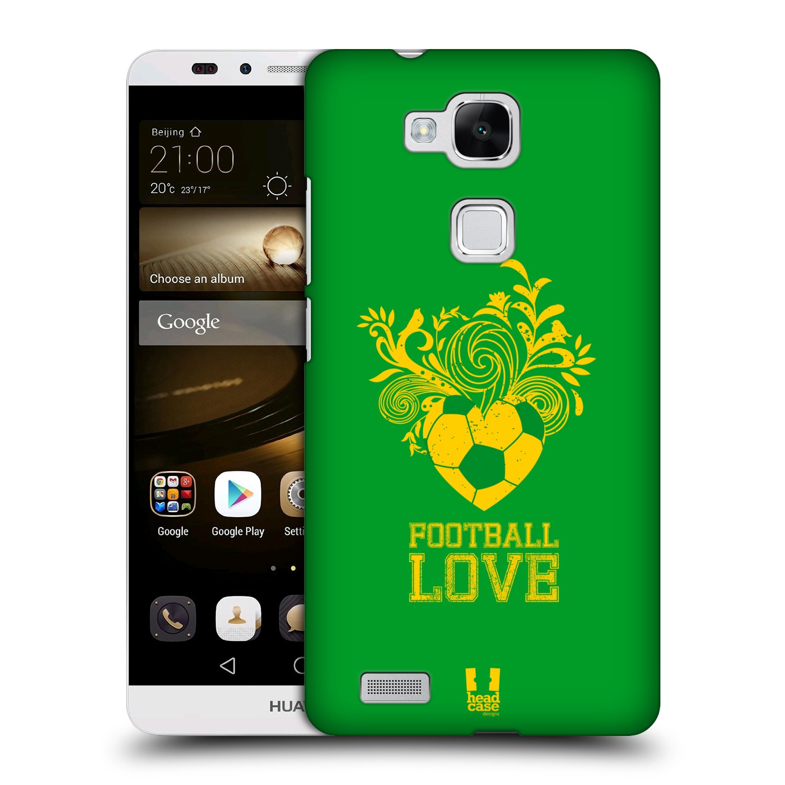 HEAD CASE plastový obal na mobil Huawei Mate 7 Sport fotbalová láska zelená barva
