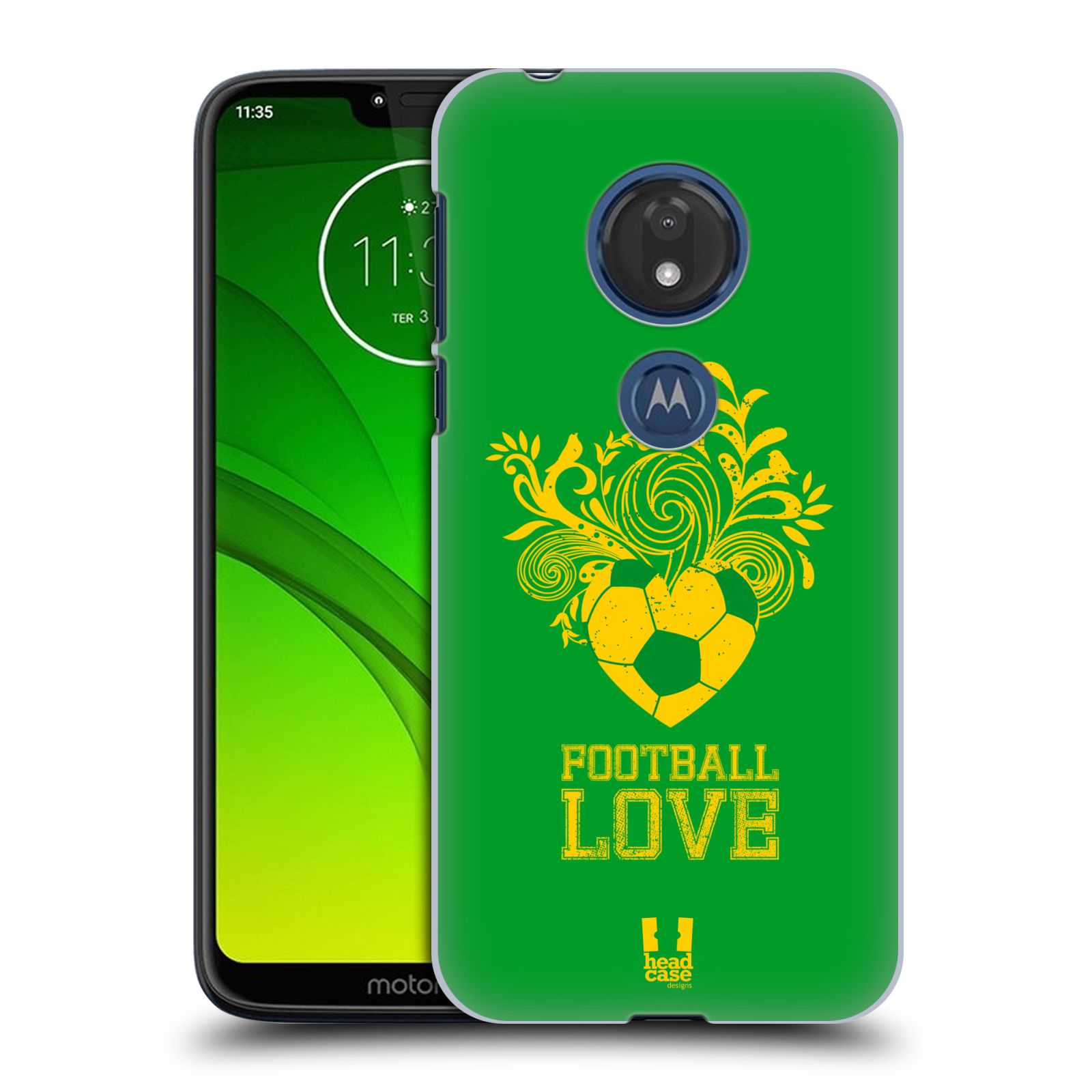 Pouzdro na mobil Motorola Moto G7 Play Sport fotbalová láska zelená barva