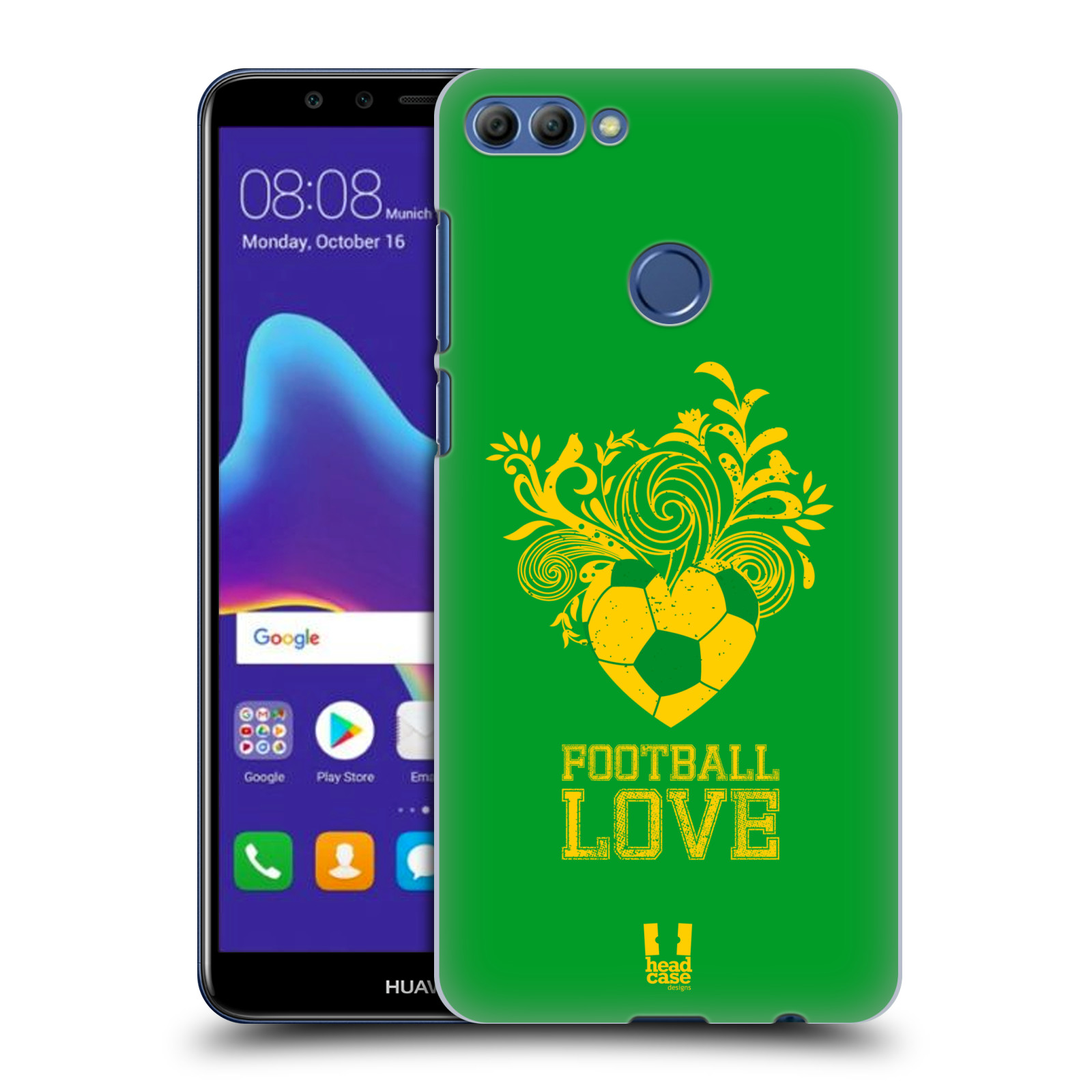 HEAD CASE plastový obal na mobil Huawei Y9 2018 Sport fotbalová láska zelená barva