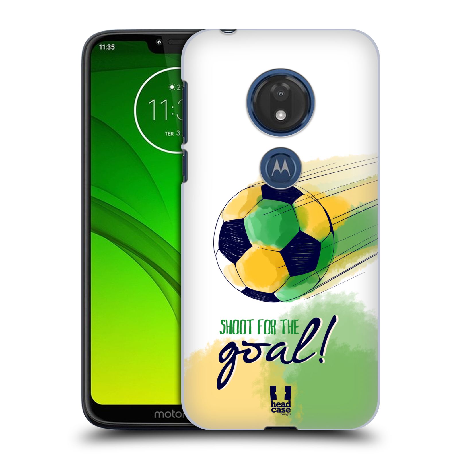 Pouzdro na mobil Motorola Moto G7 Play Sport fotbalový gól zelená barva